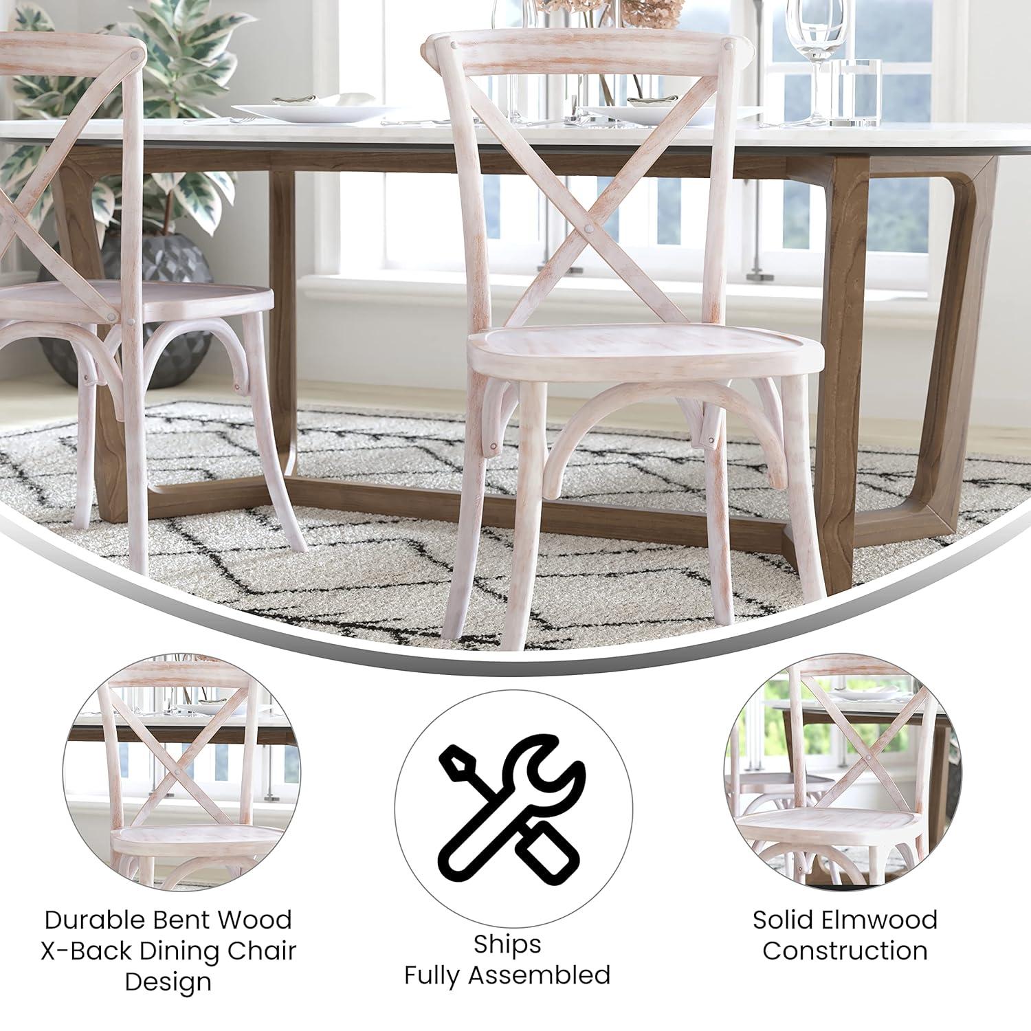 Merrick Lane X-Back Bistro Style Wooden High Back Dining Chair in Lime Wash