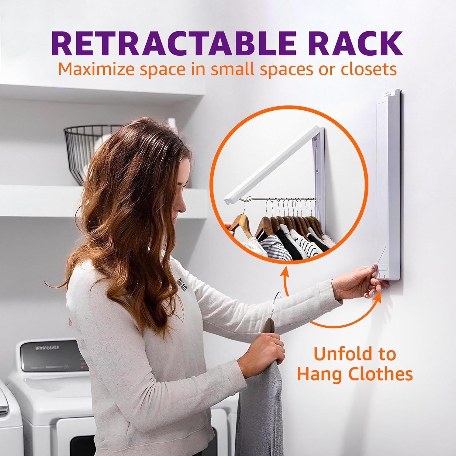 Arrow Hanger Wall Mount Clothing Hanging System, White