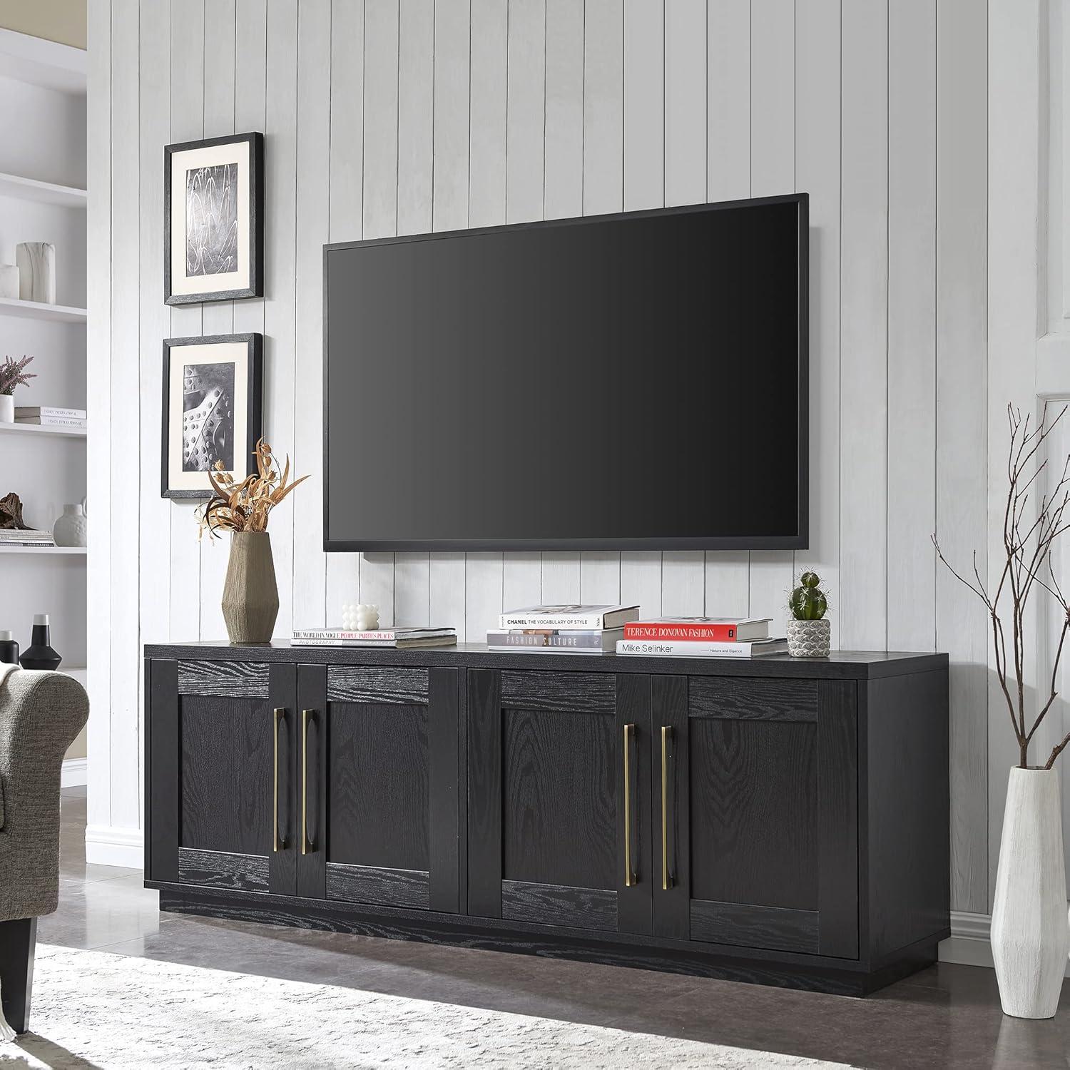 Evelyn&Zoe Tillman Rectangular TV Stand for TV's up to 75", Black Grain