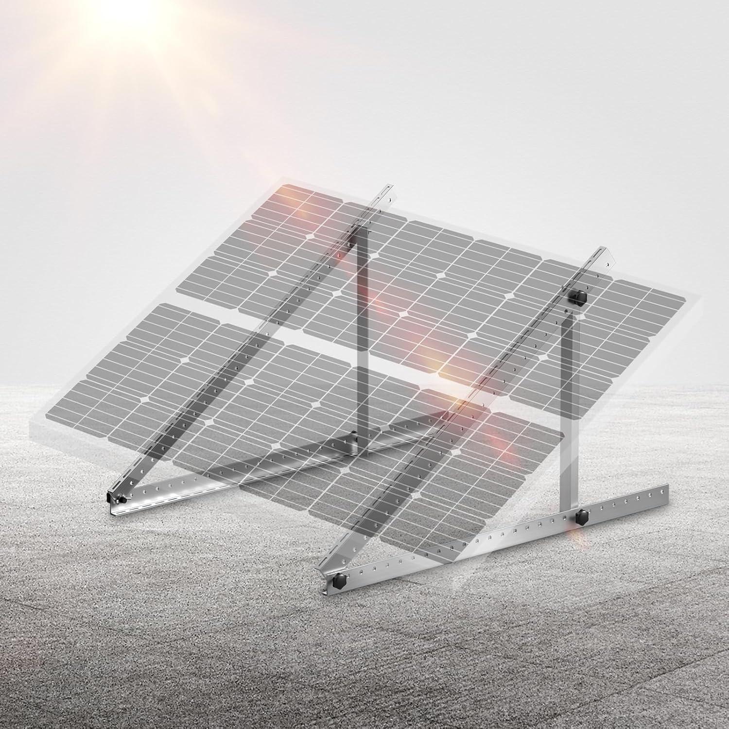 KFFKFF 45-Inch Solar Panel Mount Brackets, Adjustable 0-90° Tilt, Suitable for 100-550W Panels, Aluminum Construction with Foldable Legs for RVs, Roofs, Boats, Off-Grid Applications