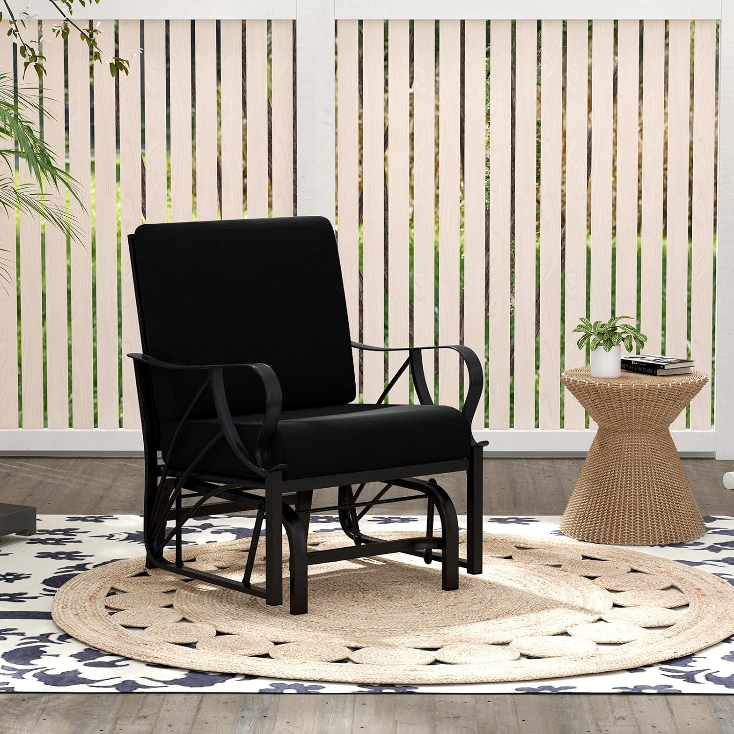 Tangkula Patio Glider Chair Outdoor Metal Glider w/ Seat & Back Cushions Backyard Poolside