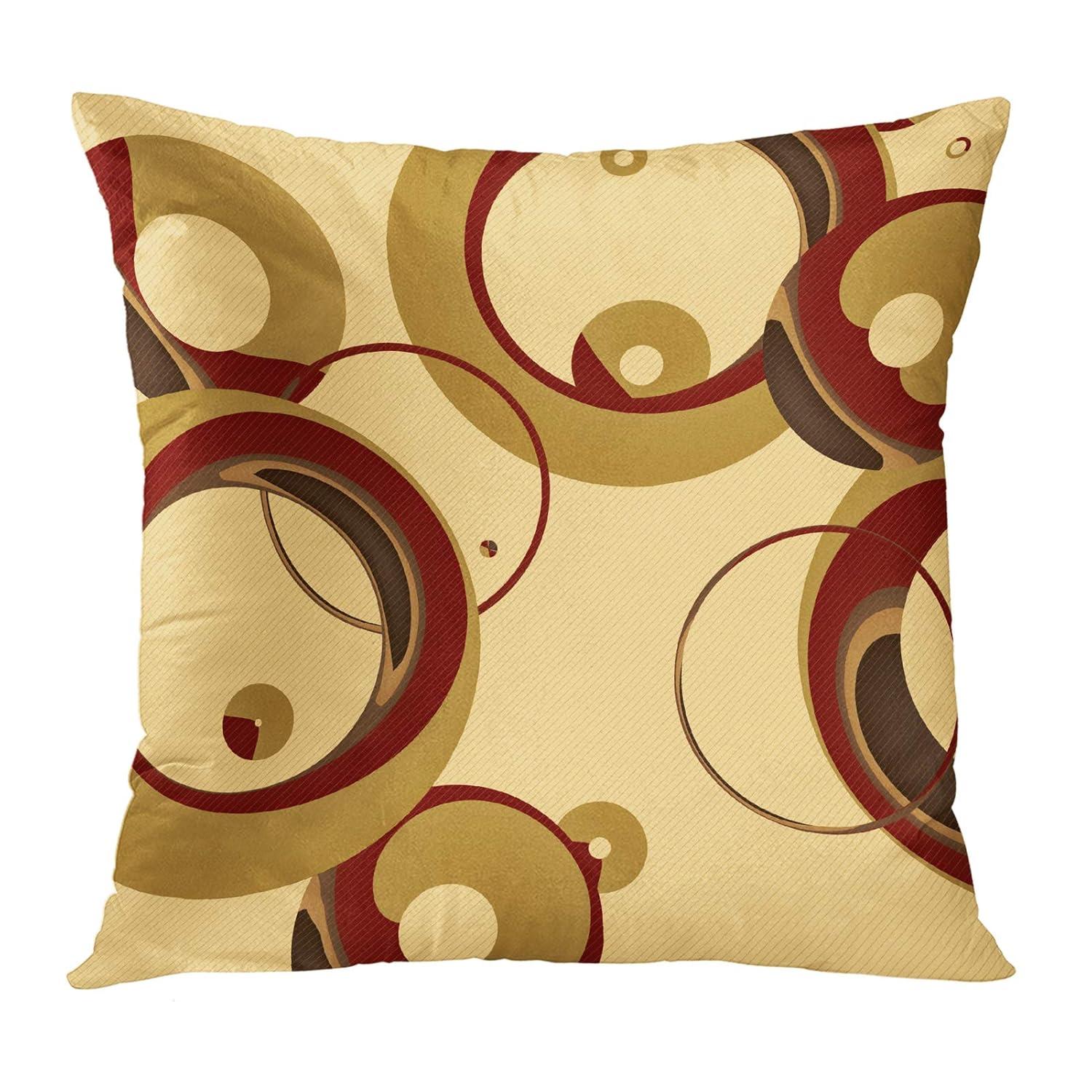 Emvency Throw Pillow Cover Colorful Circle Modern Bubbles Tan Circles Decorative Pillow Case Home Decor Square 18 x 18 Inch Pillowcase