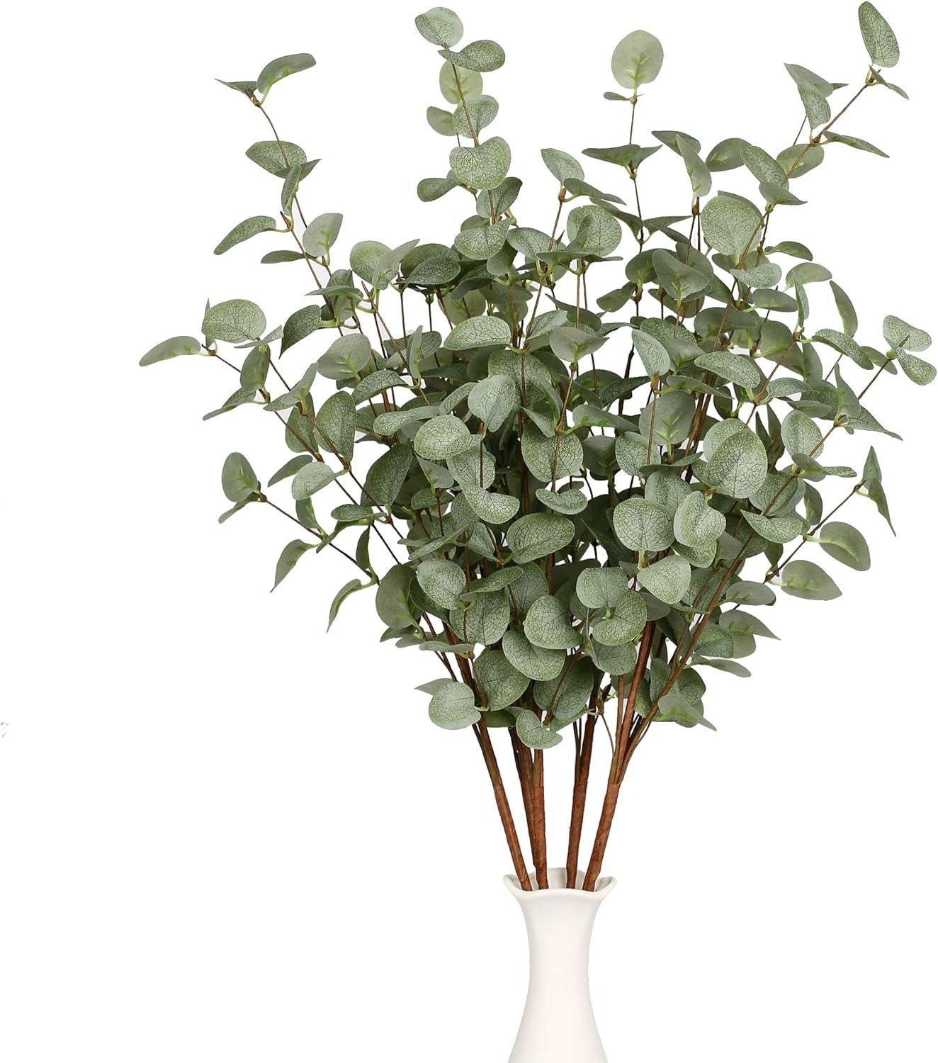 27.5" Green Artificial Eucalyptus Stems with Silk Leaves