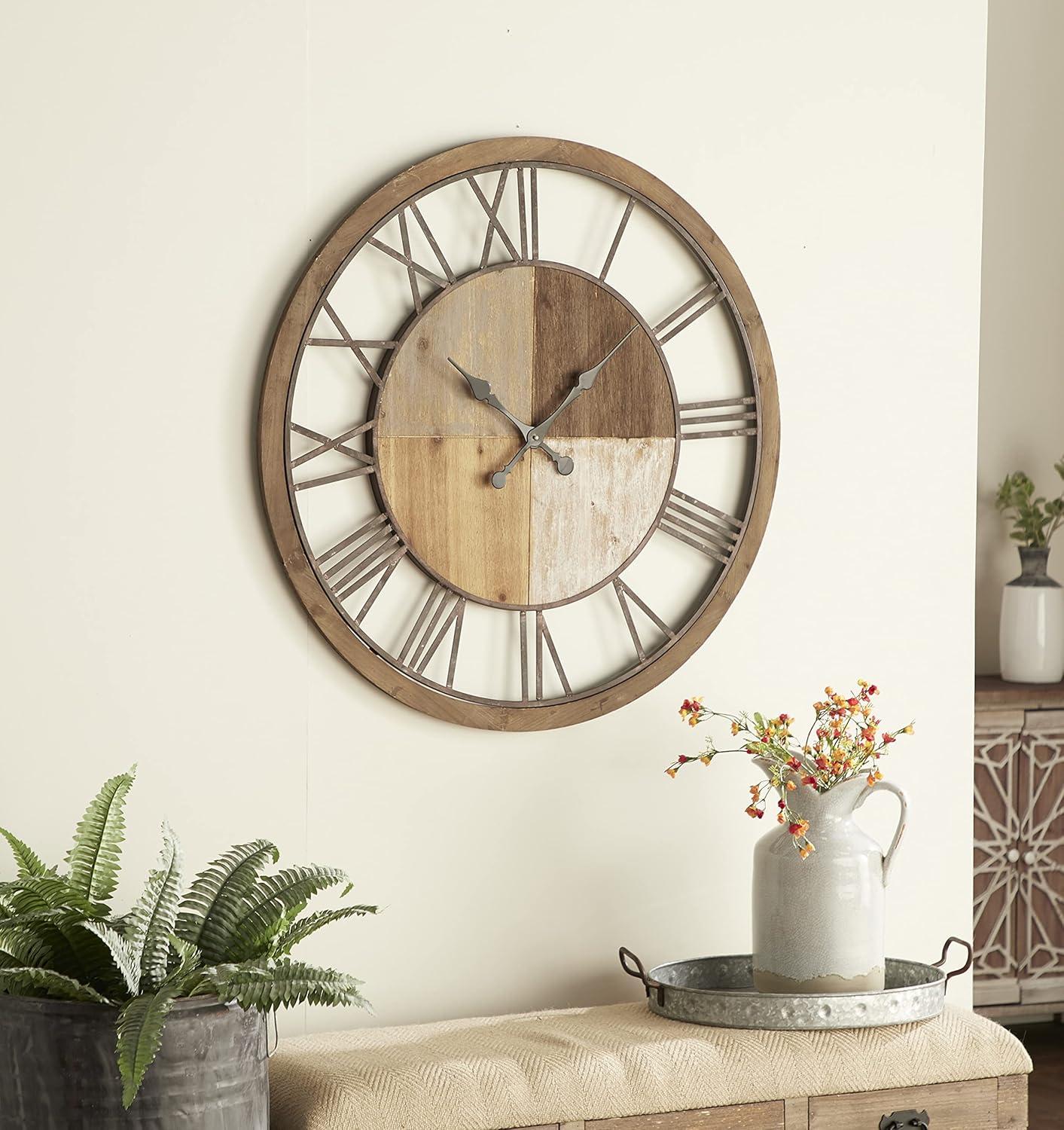 DecMode 36" Brown Wood Wall Clock