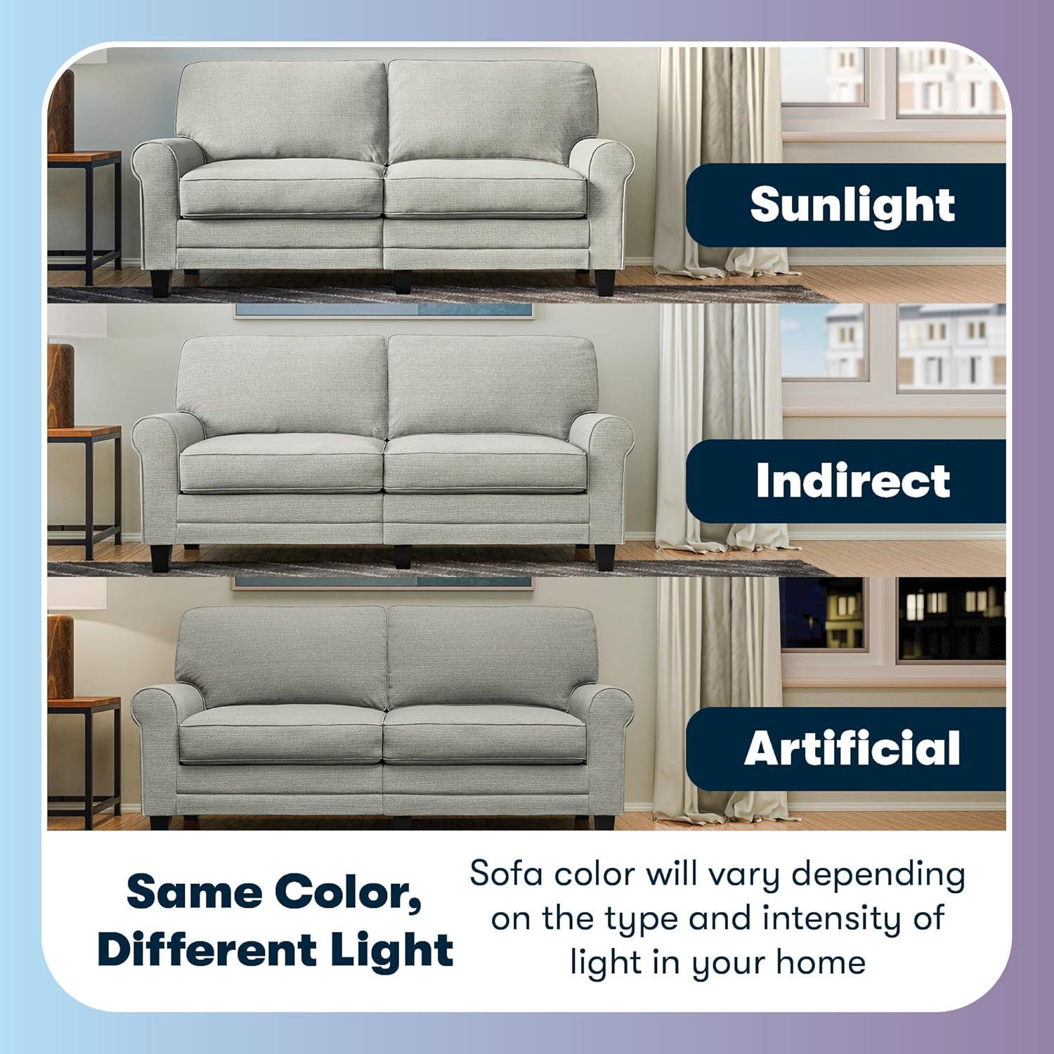 Serta Copenhagen 61" Rolled Arm Sofa, Easy Care Fabric, Soft Pillow Back, Pocket Coil Seat Cushions