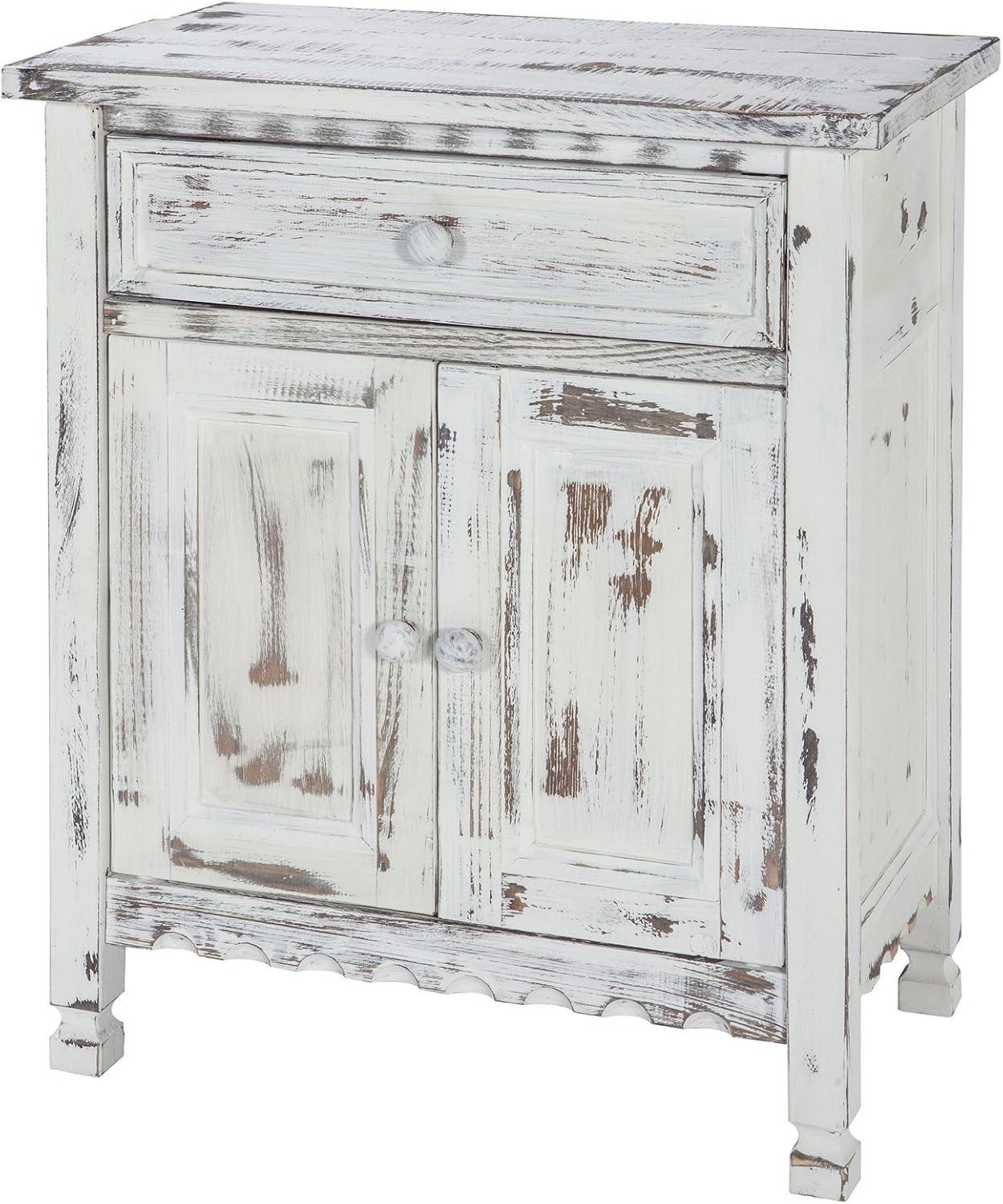 1-drawer Storage Cabinet Hardwood White - Alaterre Furniture: Country Cottage, Dental Work, Pine Frame