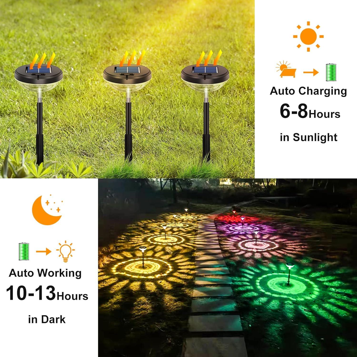 Nupostai Solar Pathway Lights 8 Pack, Multicolor and Warm White LED