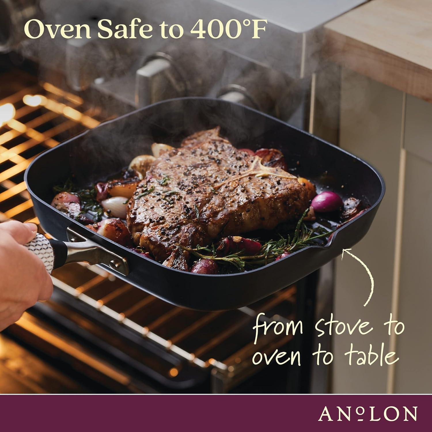 Anolon Anolon Advanced Home Hard Anodized Nonstick Deep Square Grill / Griddle Pan With Pour Spouts,11 Inch