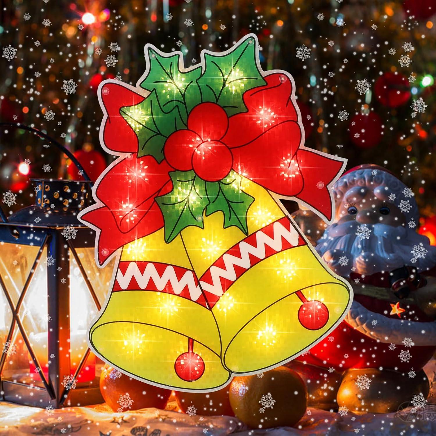 17" Multicolor Bell Christmas Window Silhouette Lights