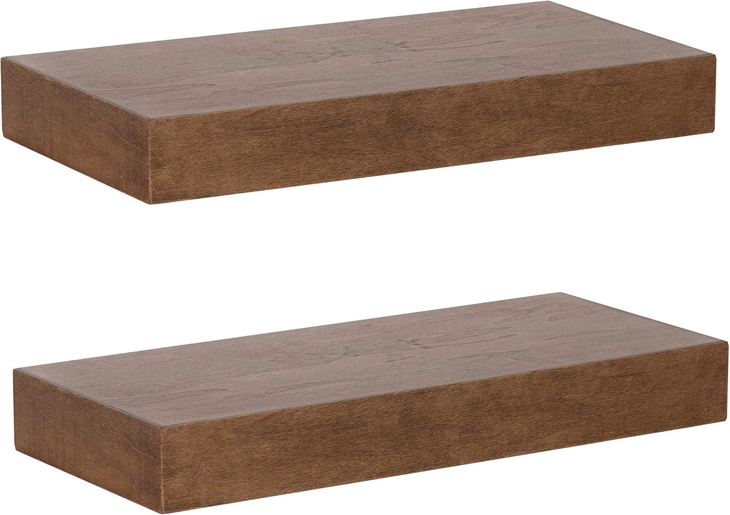 Kate and Laurel Havlock Wood Shelf Set, Rustic Brown 2 Piece 18 inch