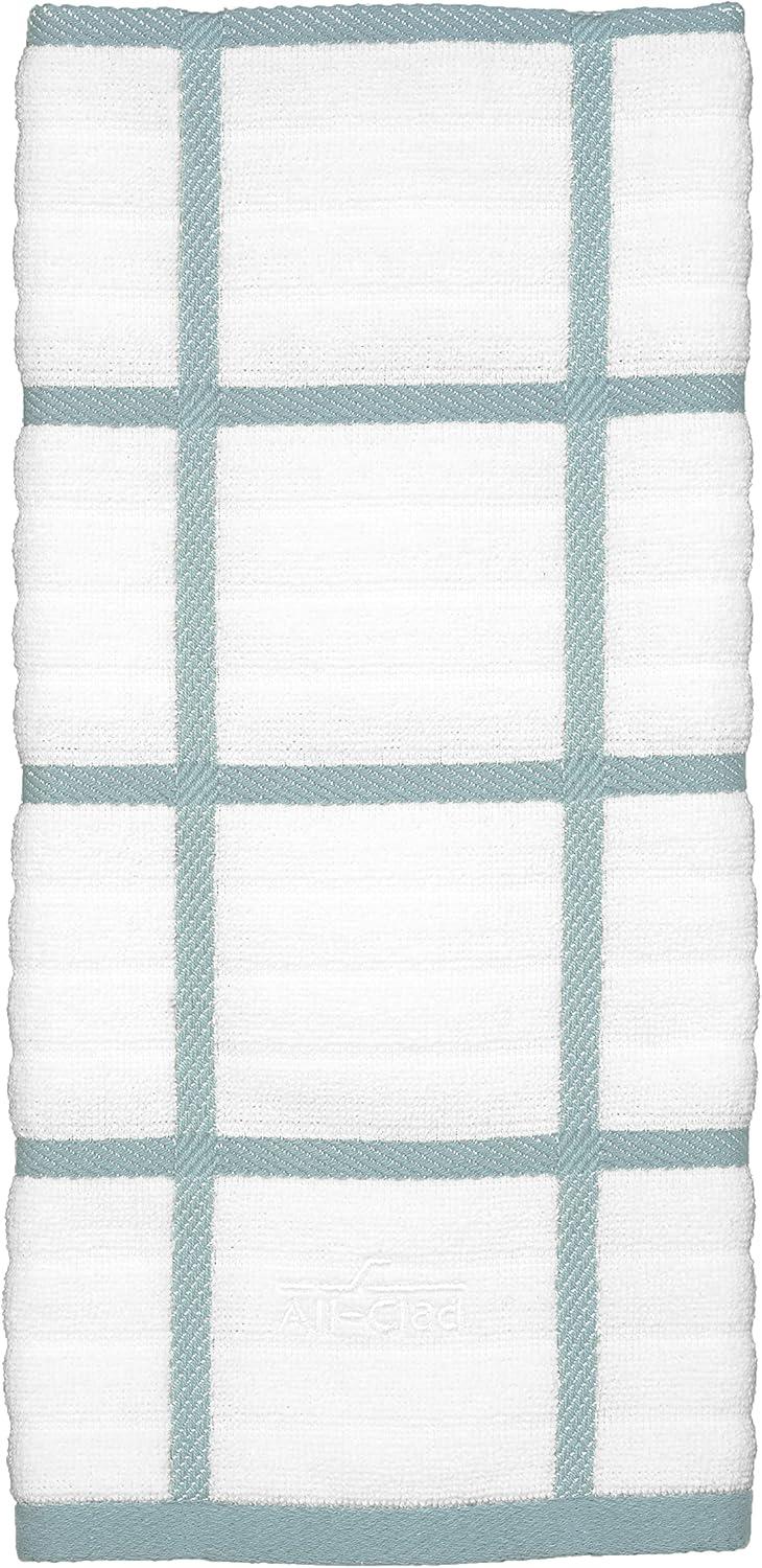 White and Blue Checked Cotton Bath Towel, 17"x30"