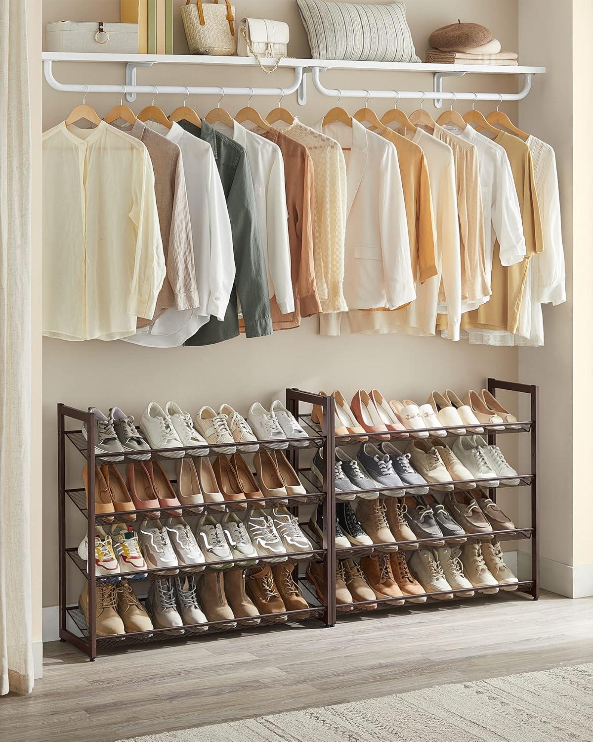 Bronze 8-Tier Stackable Metal Shoe Rack