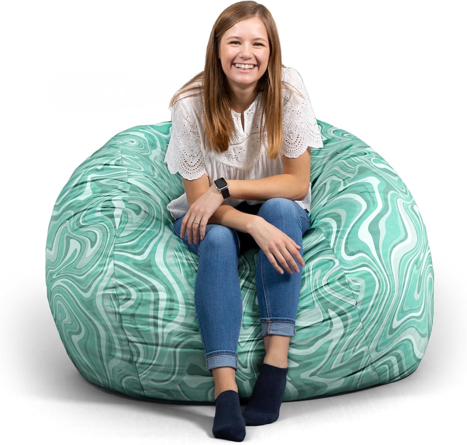 Big Joe Large 4 Foot Foam Filled Bean Bag Chair with Soft Removeable Cover