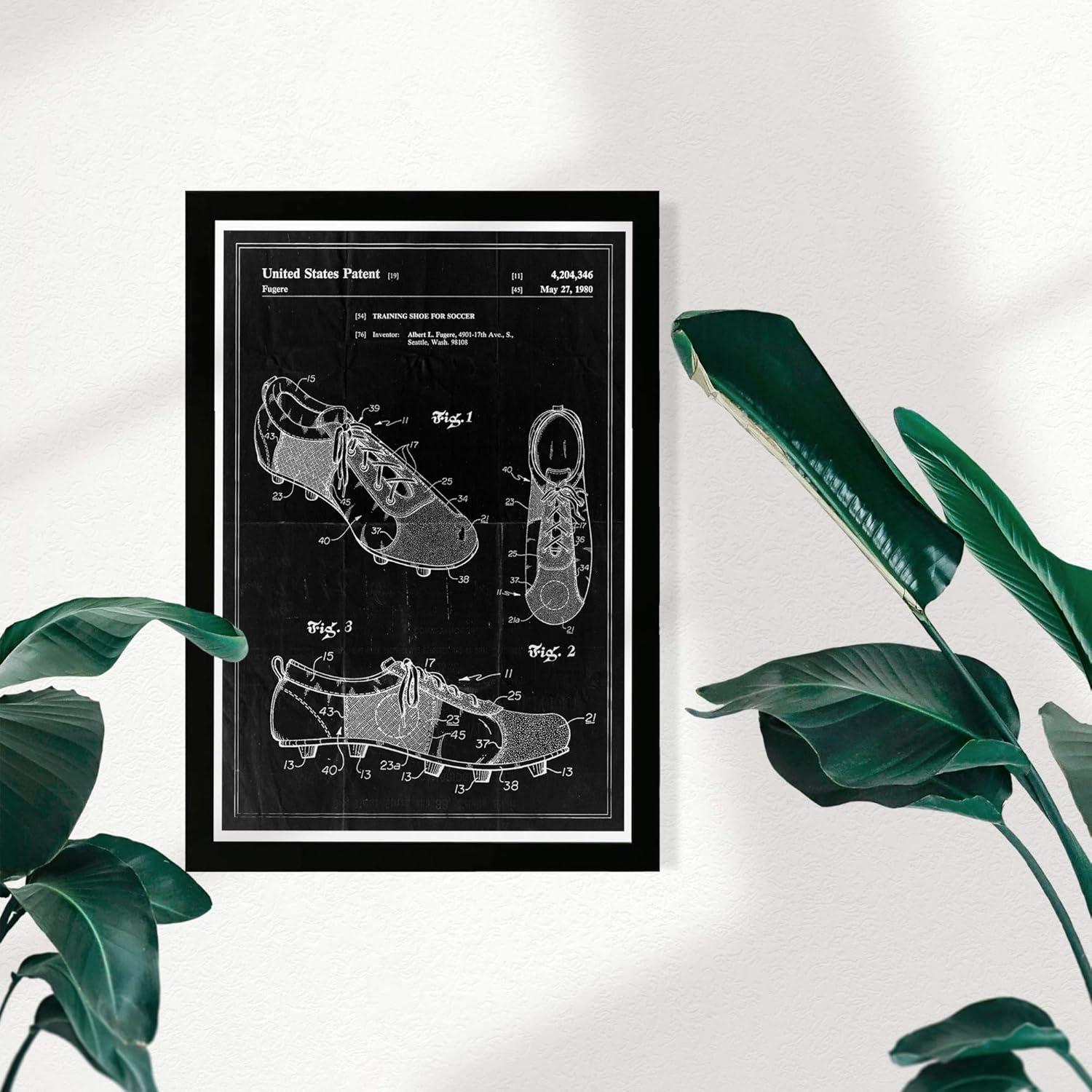 Wynwood Studio 15"x21" Training Shoe for Soccer 1980 Wall Art Black Frame: Modern Canvas, Vertical Layout, Fade Resistant