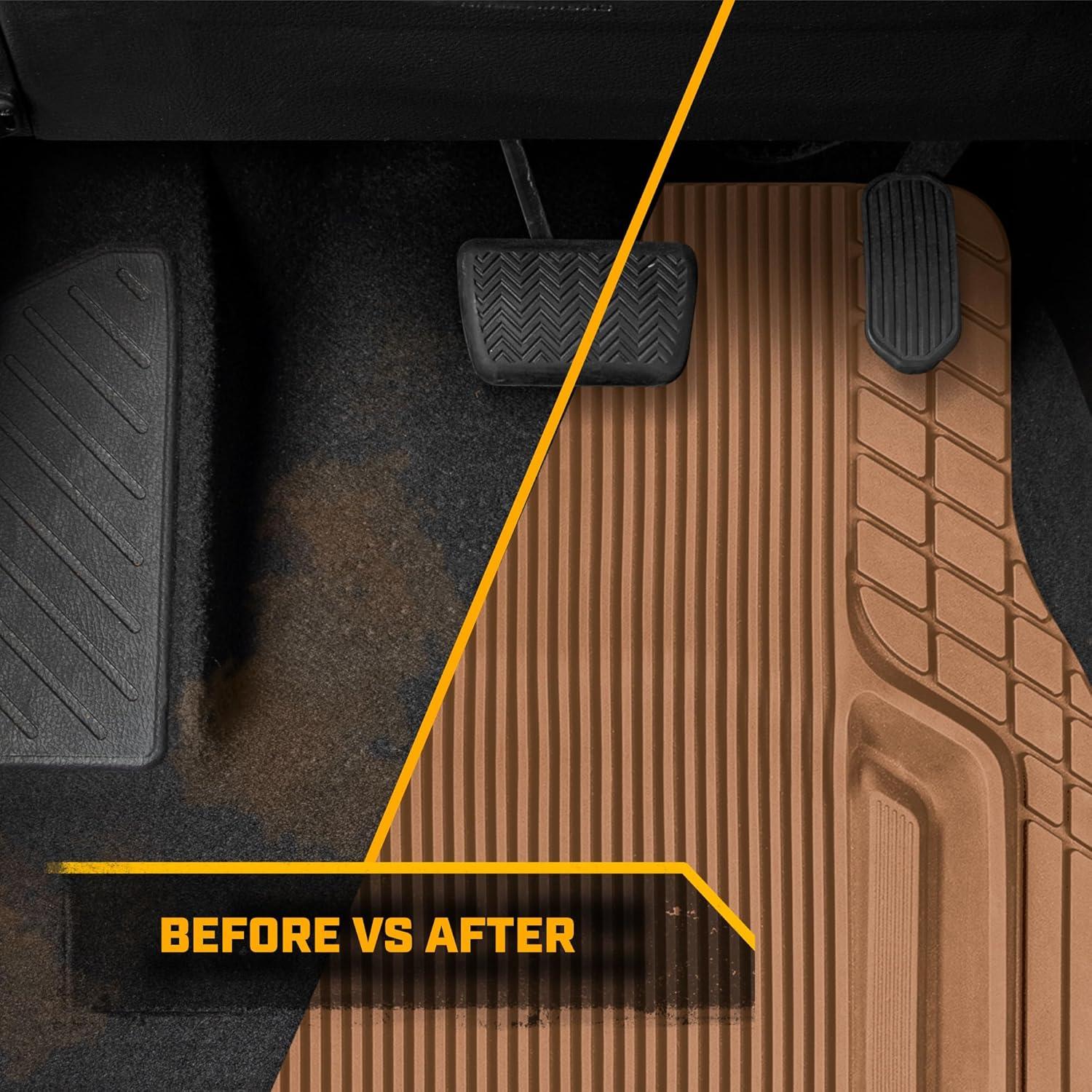 Cat® TerrainGuard™ Heavy-Duty 3-Piece All-Weather Rubber Floor Mats for Car, Beige