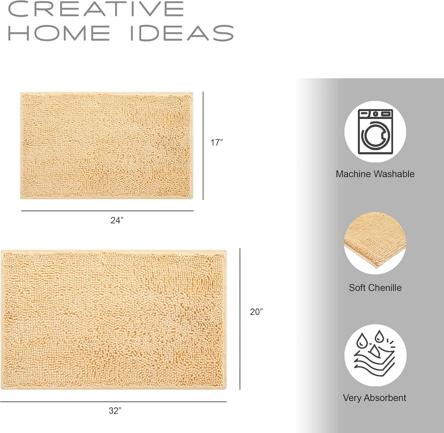 Creative Home Ideas Bathroom Sets with Shower Curtain and Rugs| Shower Curtain Sets with Rugs, Shower Curtain, Liner Set, 2 Chenille Bathmats and 12 Hooks |70 x72| Golden Yellow/White/Grey Ombre