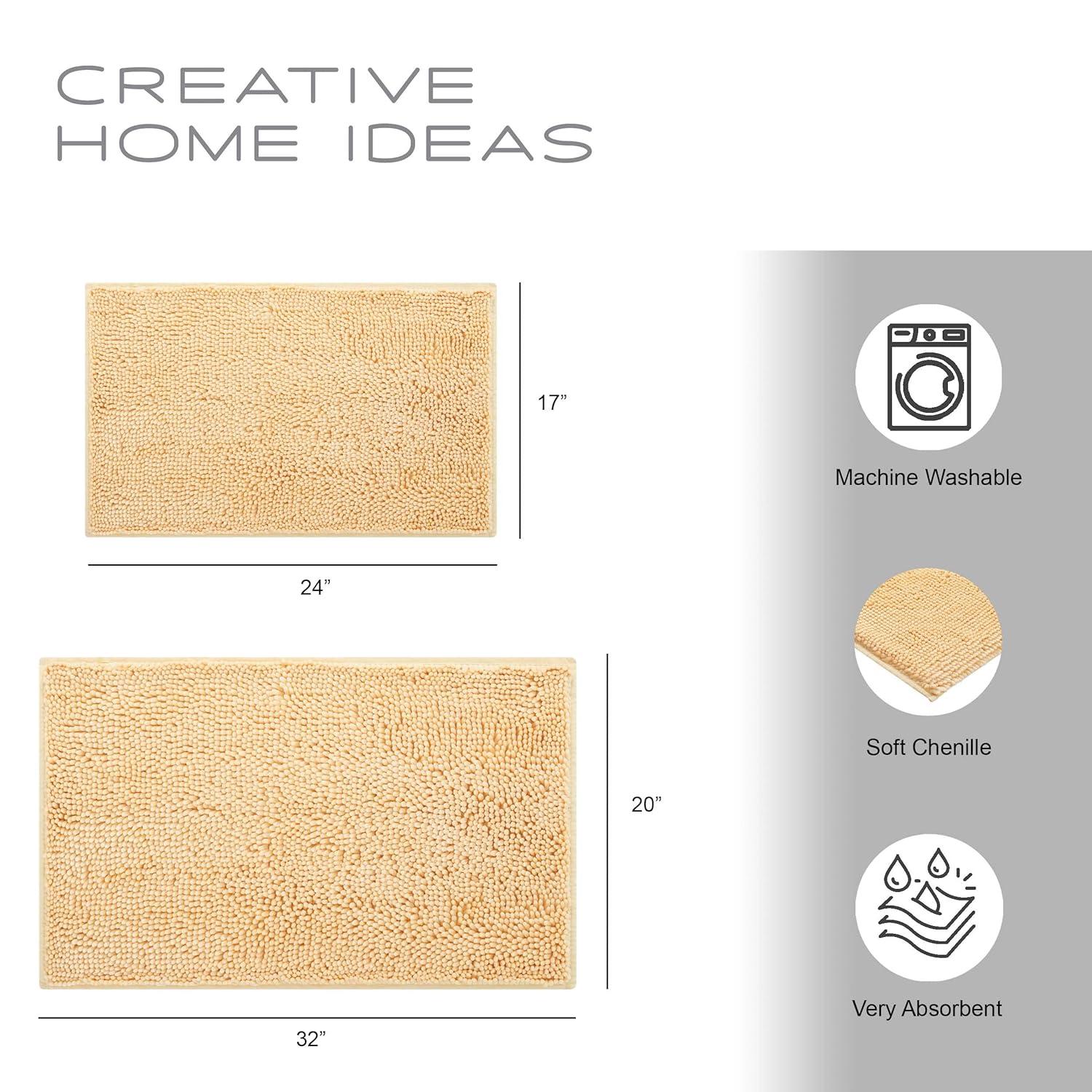 Creative Home Ideas Bathroom Sets with Shower Curtain and Rugs| Shower Curtain Sets with Rugs, Shower Curtain, Liner Set, 2 Chenille Bathmats and 12 Hooks |70 x72| Golden Yellow/White/Grey Ombre