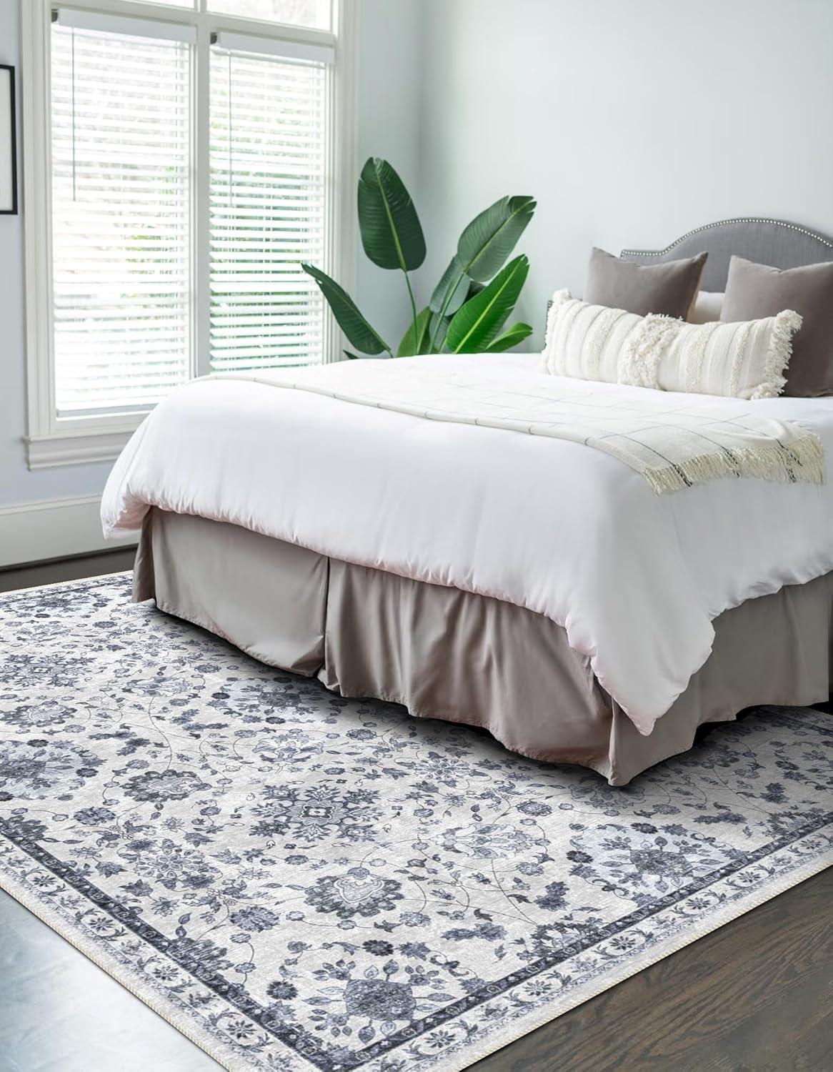 3' X 5' Modern Persian Vintage Moroccan Traditional Area Rug, Ivory/Blue/Red - JONATHAN Y