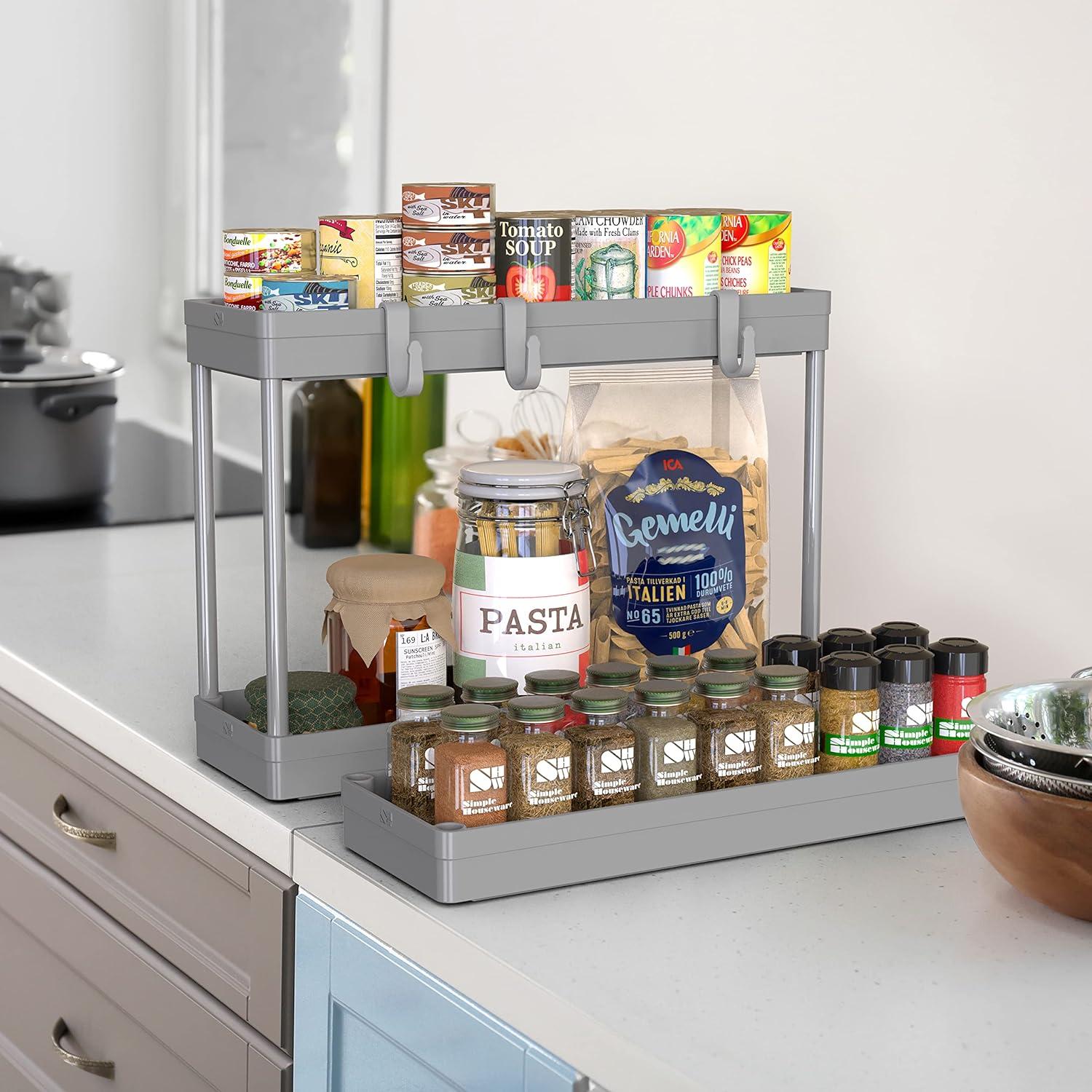 Anadea Simple Houseware Kitchen Cart Storage 3-Tier Slim/Super Narrow Shelves With Handle, 26.5'' Height/5.5'' Width For Narrow Place