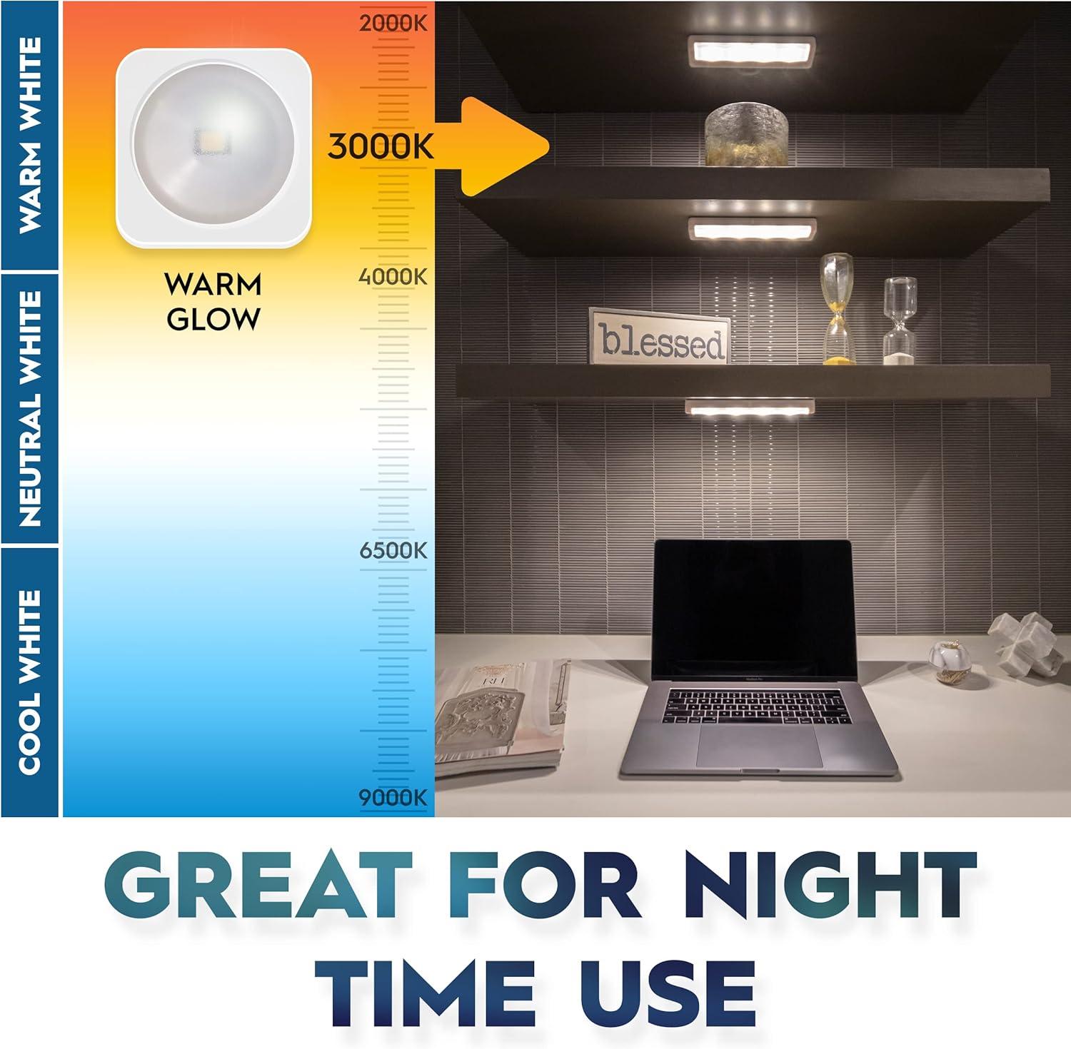Brilliant Evolution Wireless LED Stick On Light 2 Pack, Under Cabinet Lights Battery Operated, Under The Counter Lights for Kitchen, Under Counter Lights, Closet Lights, Tap Lights