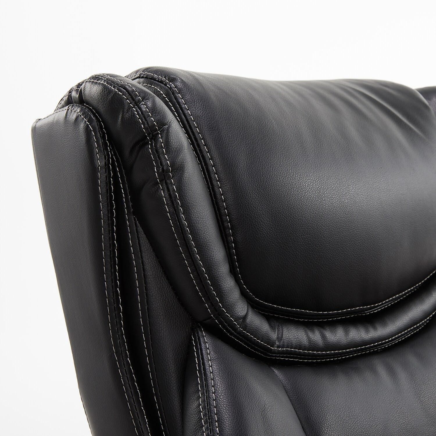 La-Z-Boy La-Z-Boy Harnett Big and Tall Executive Office Chair, Ergonomic High-Back Chair with Solid Wood Arms, ComfortCore with Memory Foam Cushions, Bonded Leather