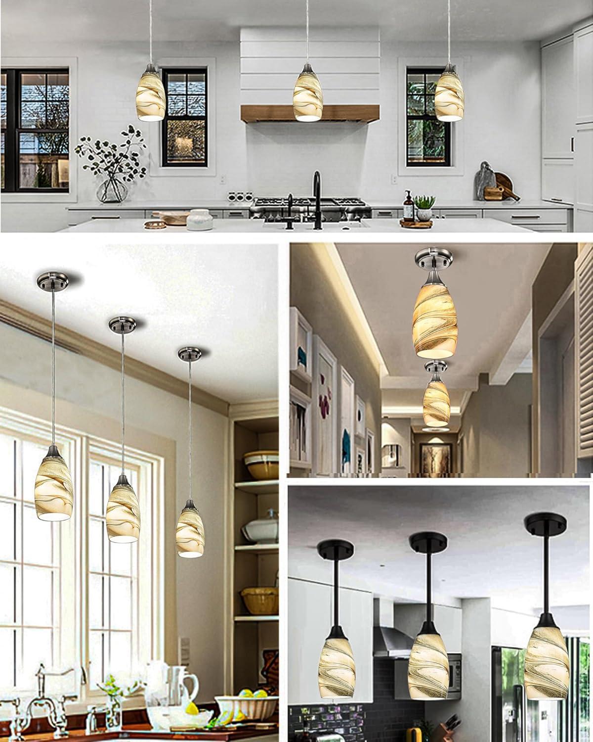 Oval Glass Lamp Shade Only Art Glass Lamp Covers Light Fixture Replacement for Kitchen Island Mini pendant Ceiling Lights Chandelier Hand Blown Glass Shade Replacement (Brown and Blue）