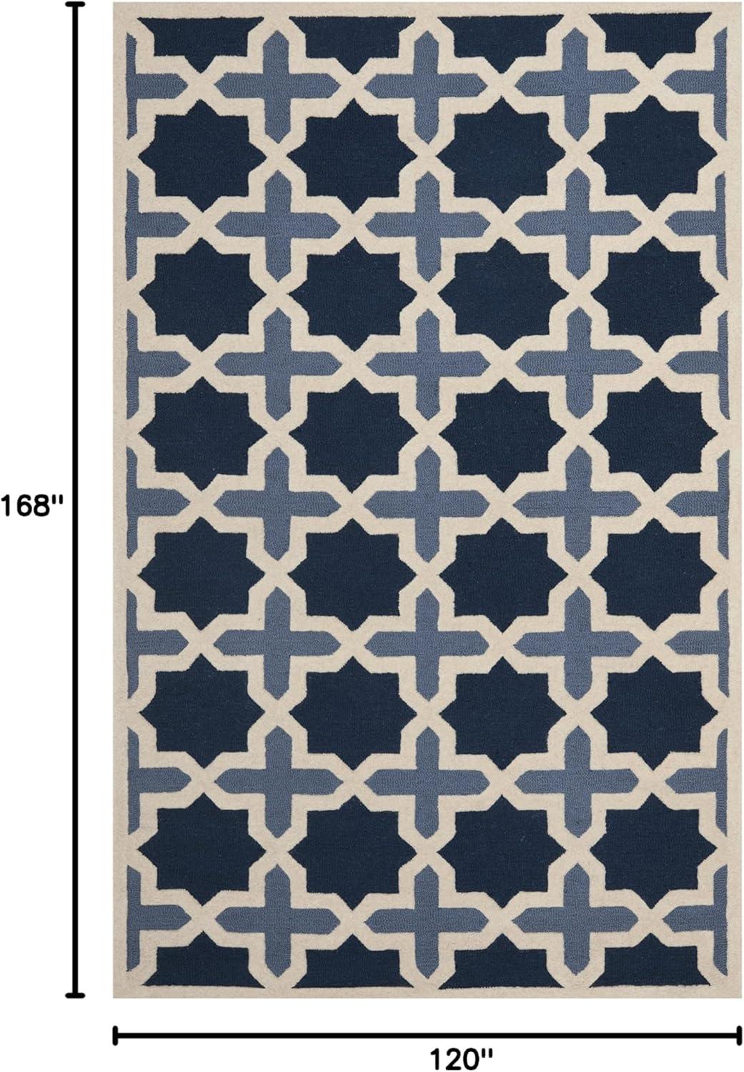 SAFAVIEH Cambridge Lincoln Geometric Wool Area Rug, Blue/Ivory, 10' x 14'