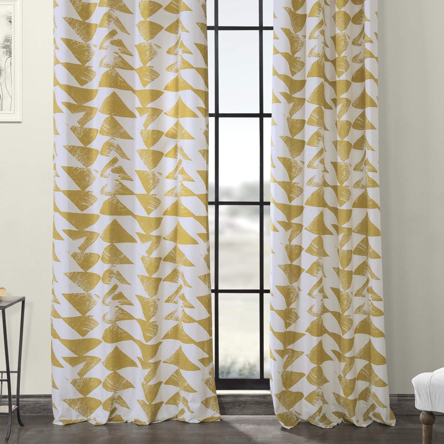 Triad Gold Grommet Printed Room Darkening Curtain - 50 in. W x 84 in. L Single Window Panel