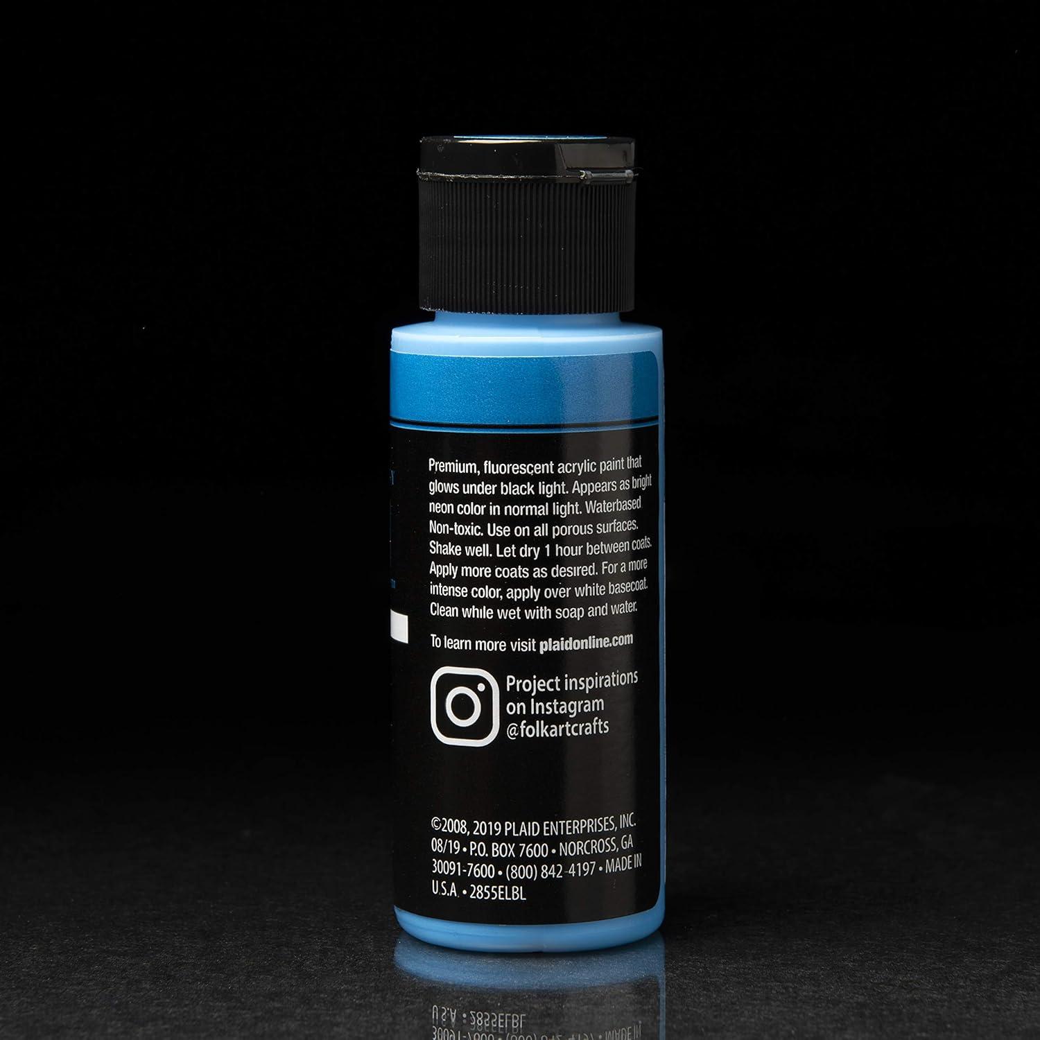 Fa Neon Glw In Drk 8Pc Set 20Z: Multicolored Acrylic Paint & Primer, Interior Use, 24 Sq Ft Coverage, Fast Drying
