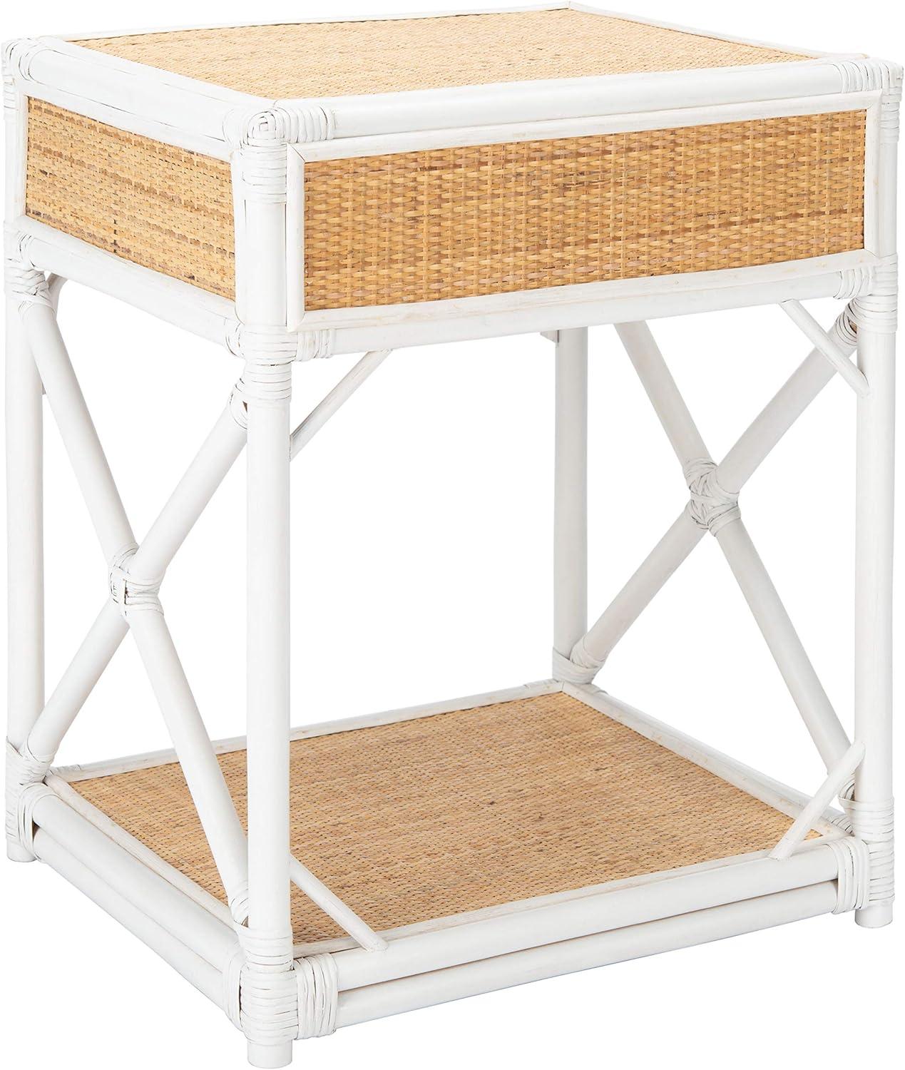 Safavieh Bali Coastal 1 Drawer 1 Shelf Nightstand, White/Natural