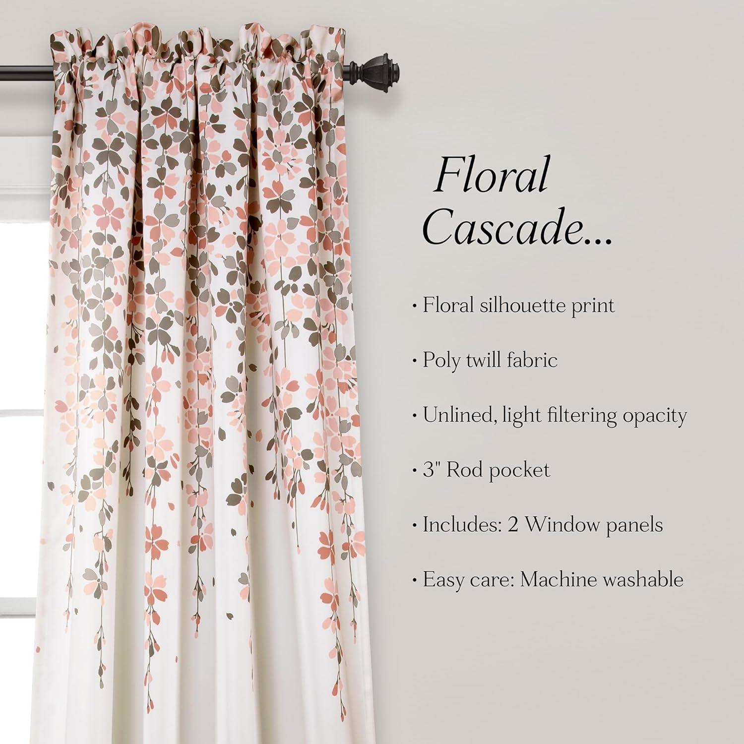 Lush Decor Weeping Flowers Floral Room Darkening Thermal Rod Pocket Curtain Panels (Set of 2)