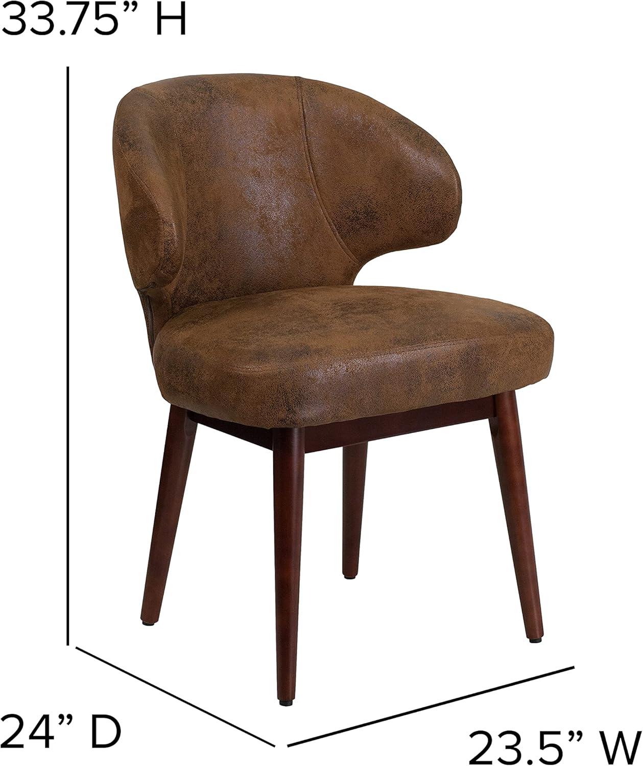 Posh Black LeatherSoft Side Chair with Walnut Legs