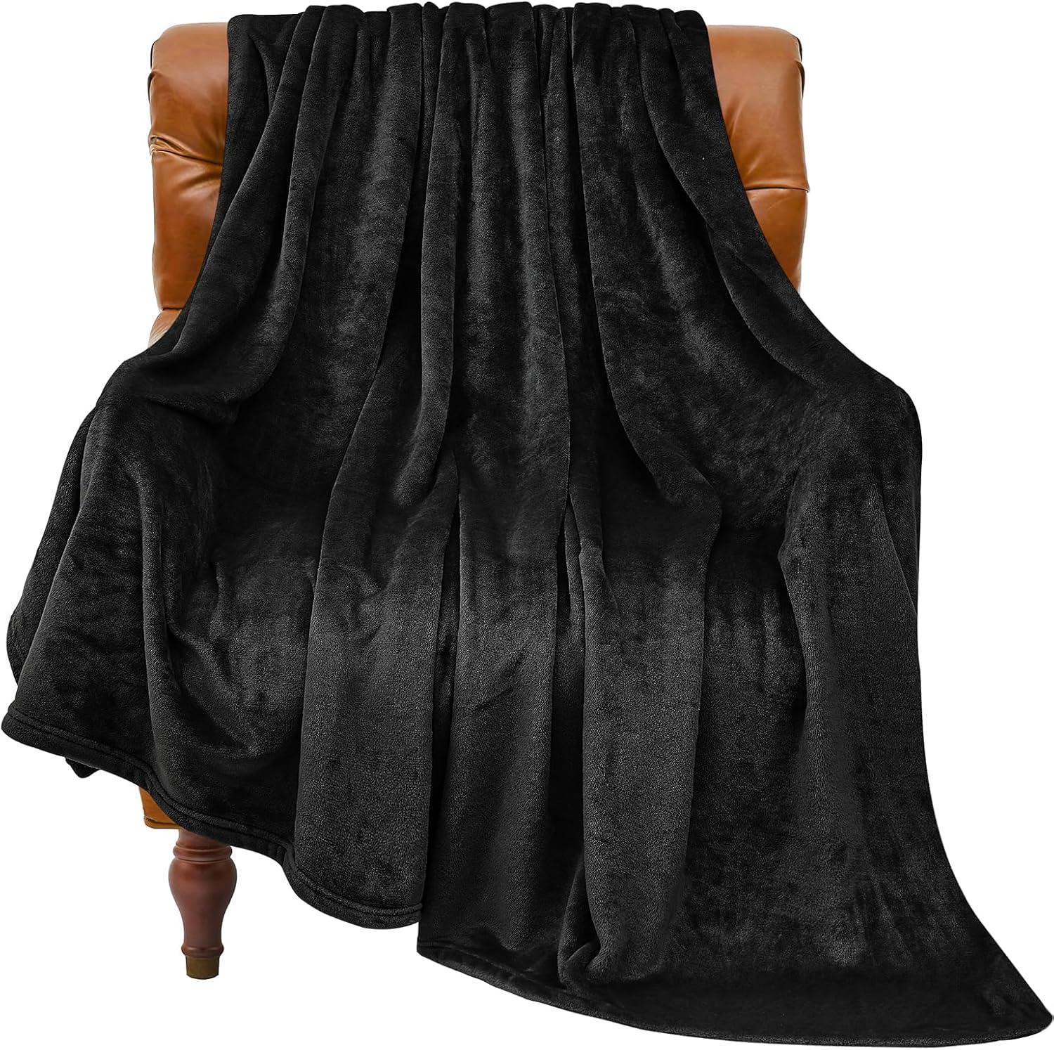 BEDELITE Fleece Blanket Black Throw Blankets for Couch & Bed, Luxury Plush Cozy Fuzzy Blanket 50x60 inches, Super Soft Warm Lightweight Throw Blanket for Travel Camping
