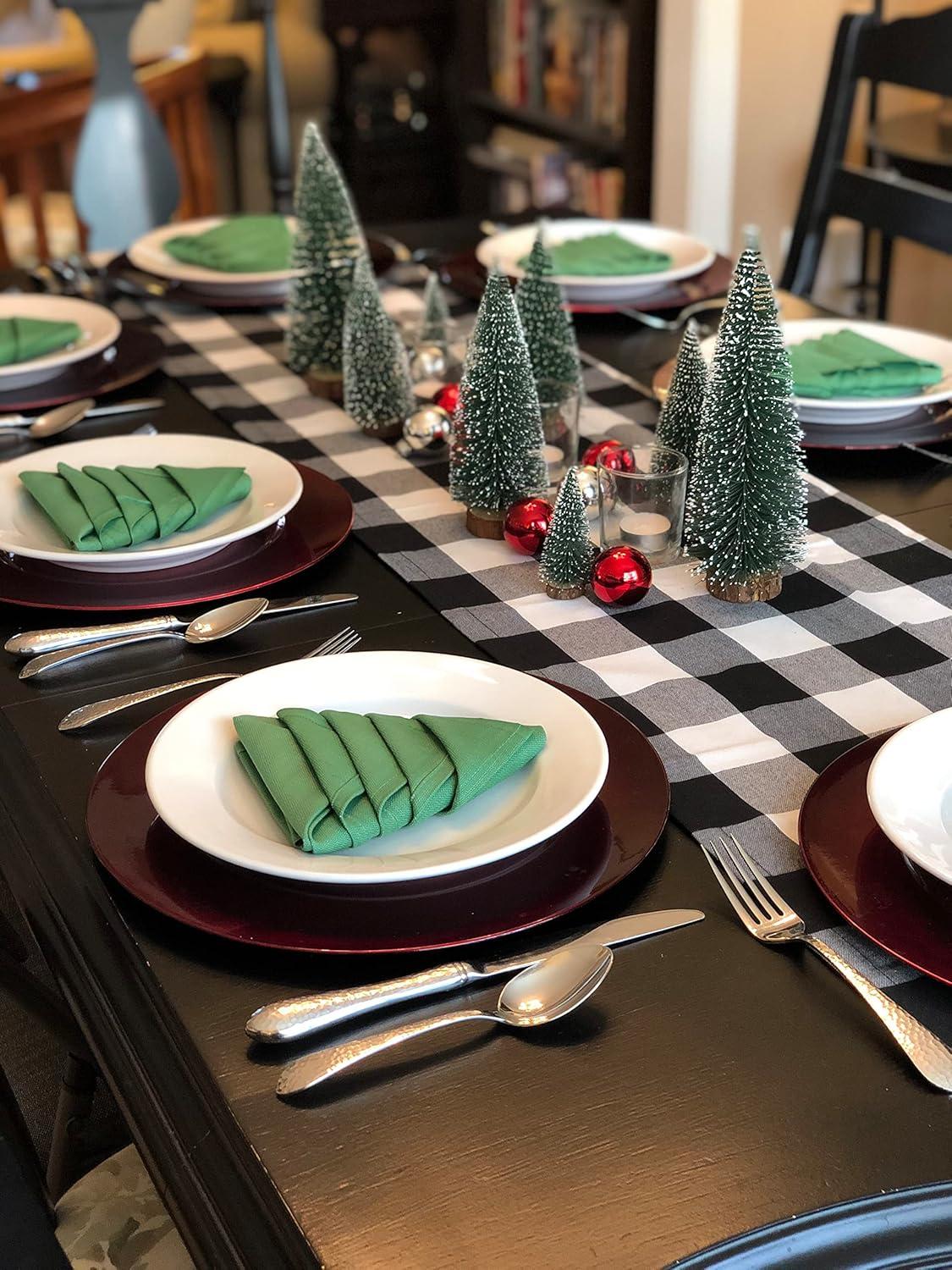 Mini Green Frosted Pine Tabletop Christmas Trees Set