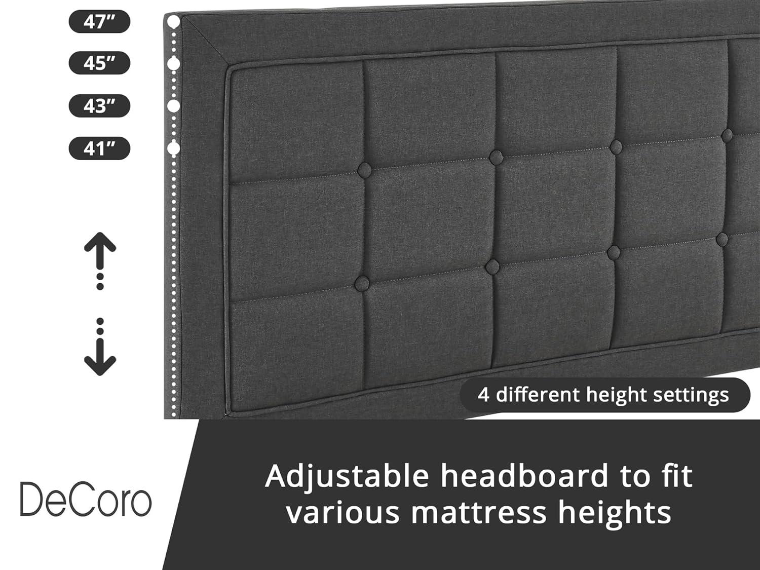 DeCoro Home DeCoro Mornington Upholstered Platform Bed Frame and Headboard