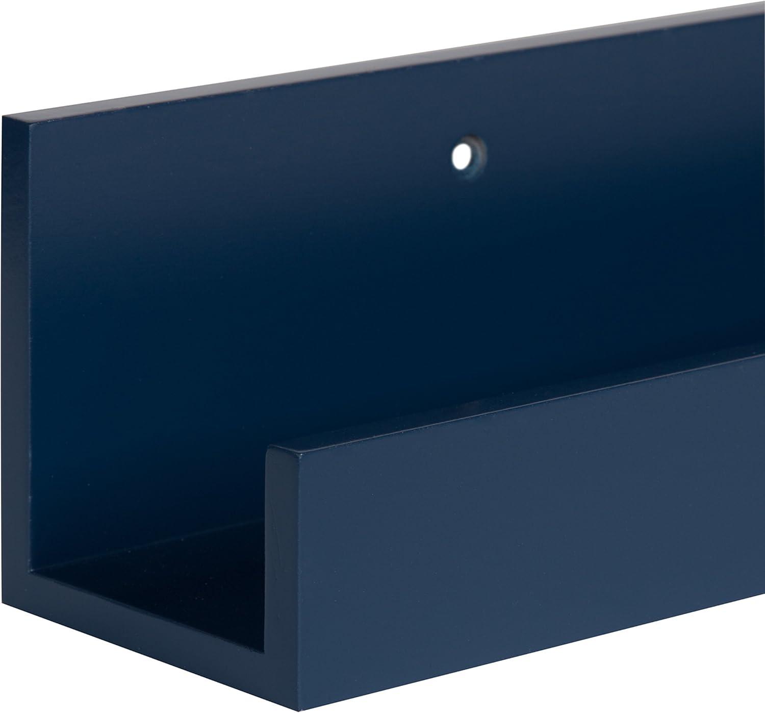 Kate & Laurel All Things Decor 2pc 24" Levie Wood Picture Ledge Wall Shelf Set Navy Blue: MDF Frame, No Assembly Required