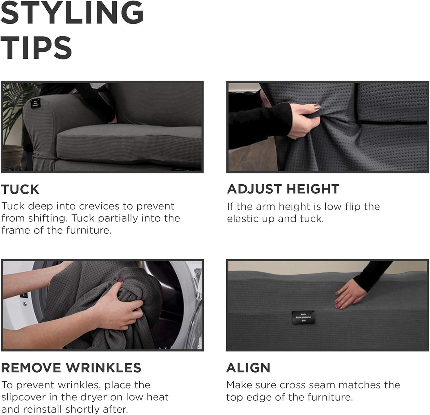 Maytex  Stretch Pixel Chair 2 Piece Furniture / Slipcover Charcoal 42-43" wide, 38"deep, 34" high