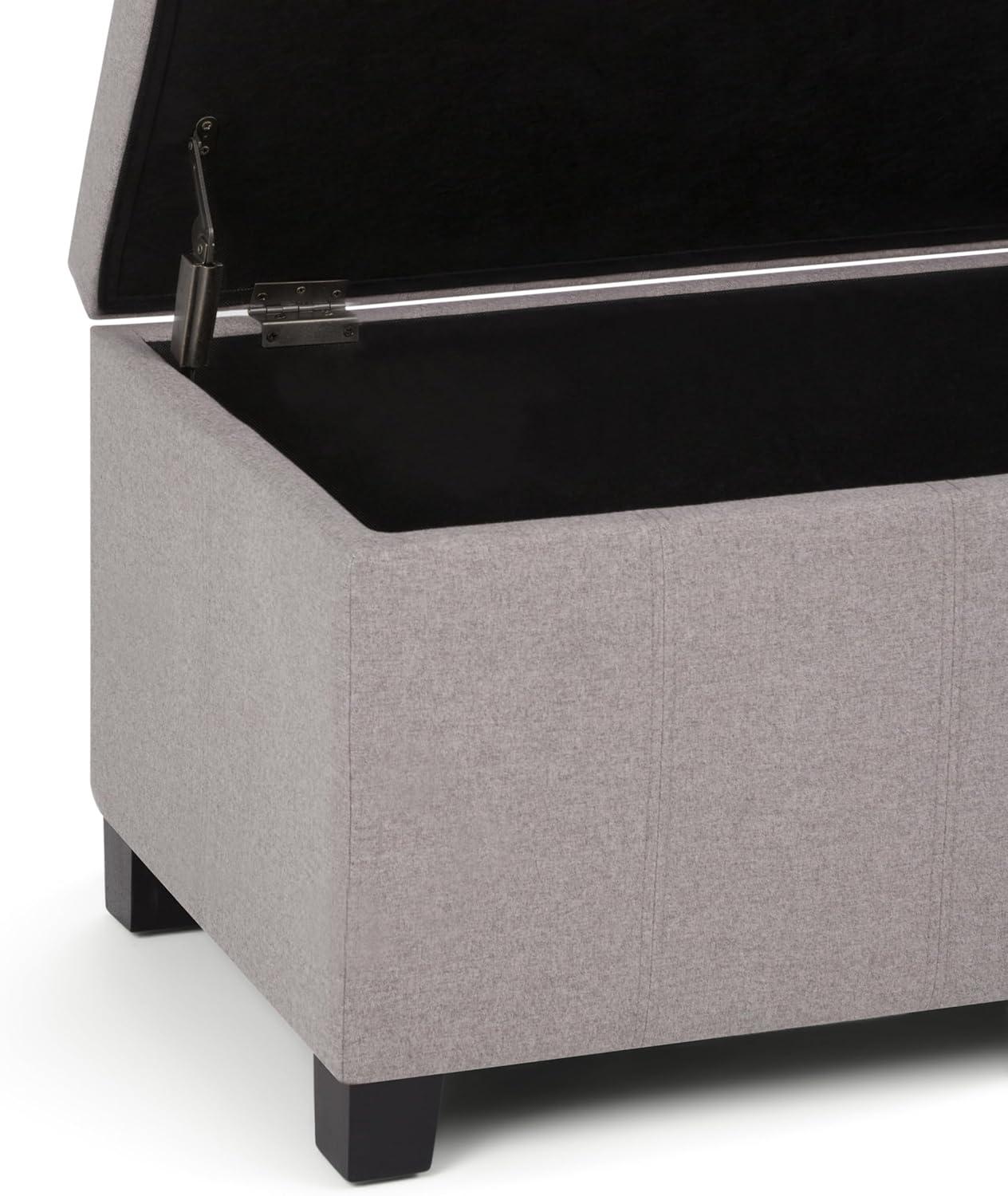 Gray Cloud Tufted Wood Storage Bench Ottoman