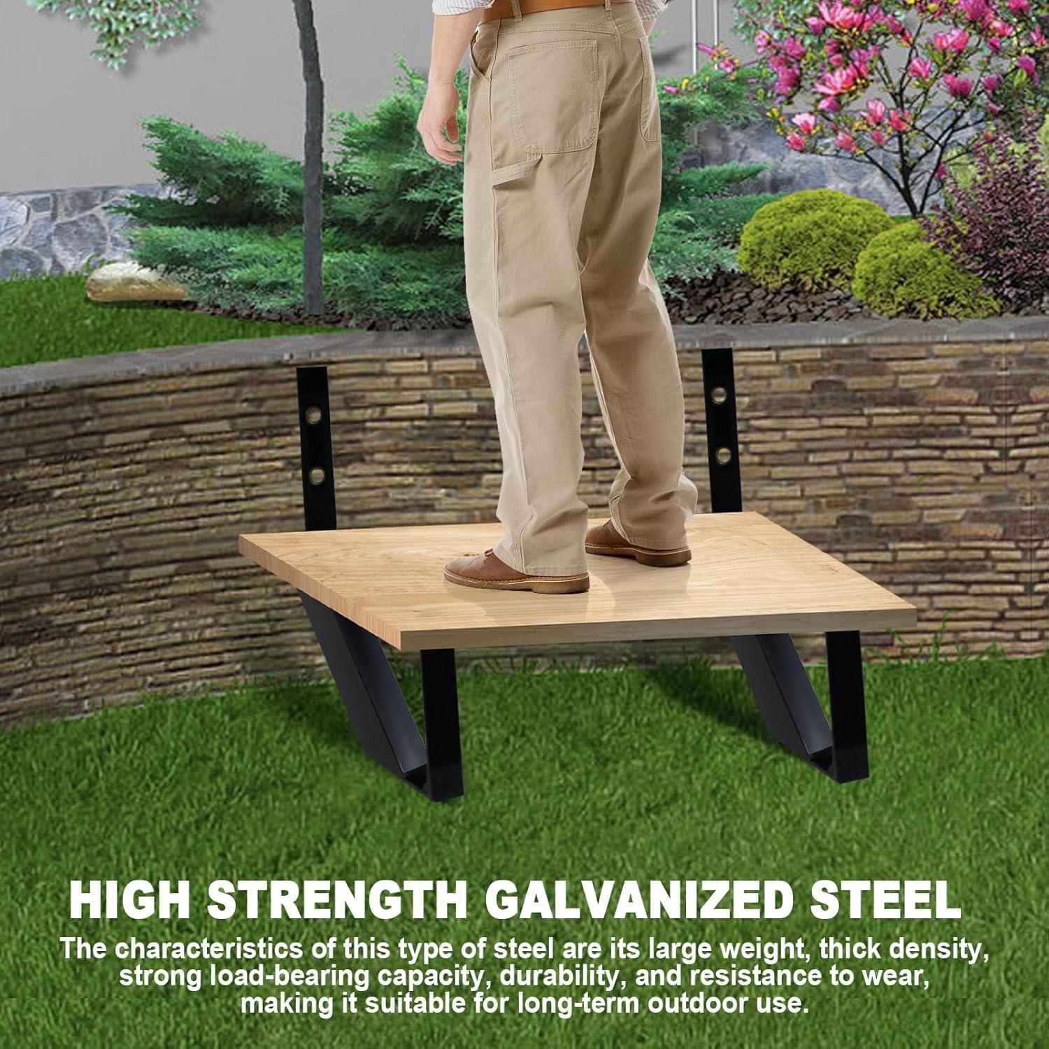 Steel Stair Riser 1 Step, Metal Stair Stringers for Deck Height 11.9 inches, Steel Stair Step Riser for Outside Stairs (2Pack)