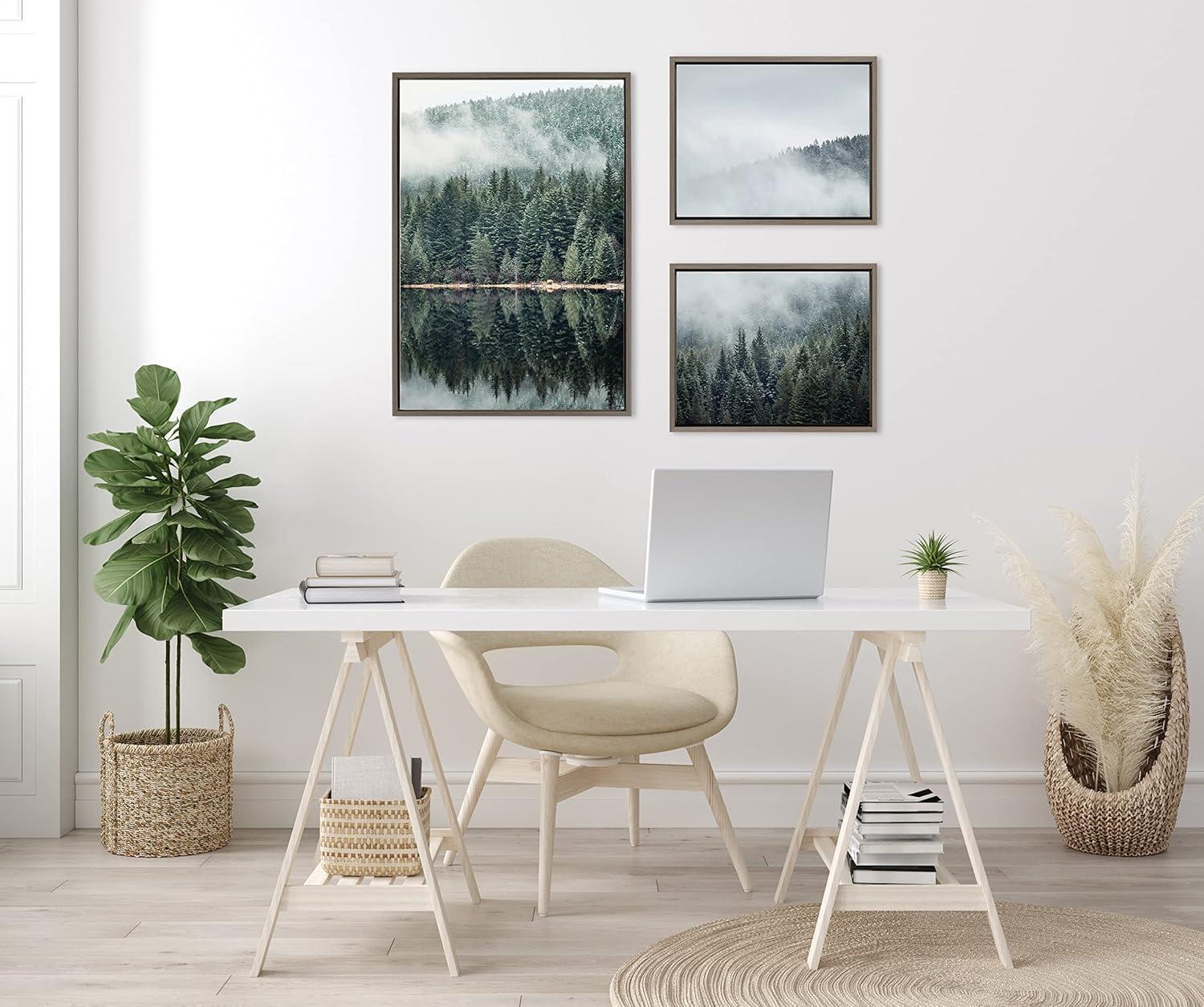 (Set of 3) Sylvie Evergreen Reflections in Fog Canvas Art Set by F2 Images - Kate & Laurel All Things Decor