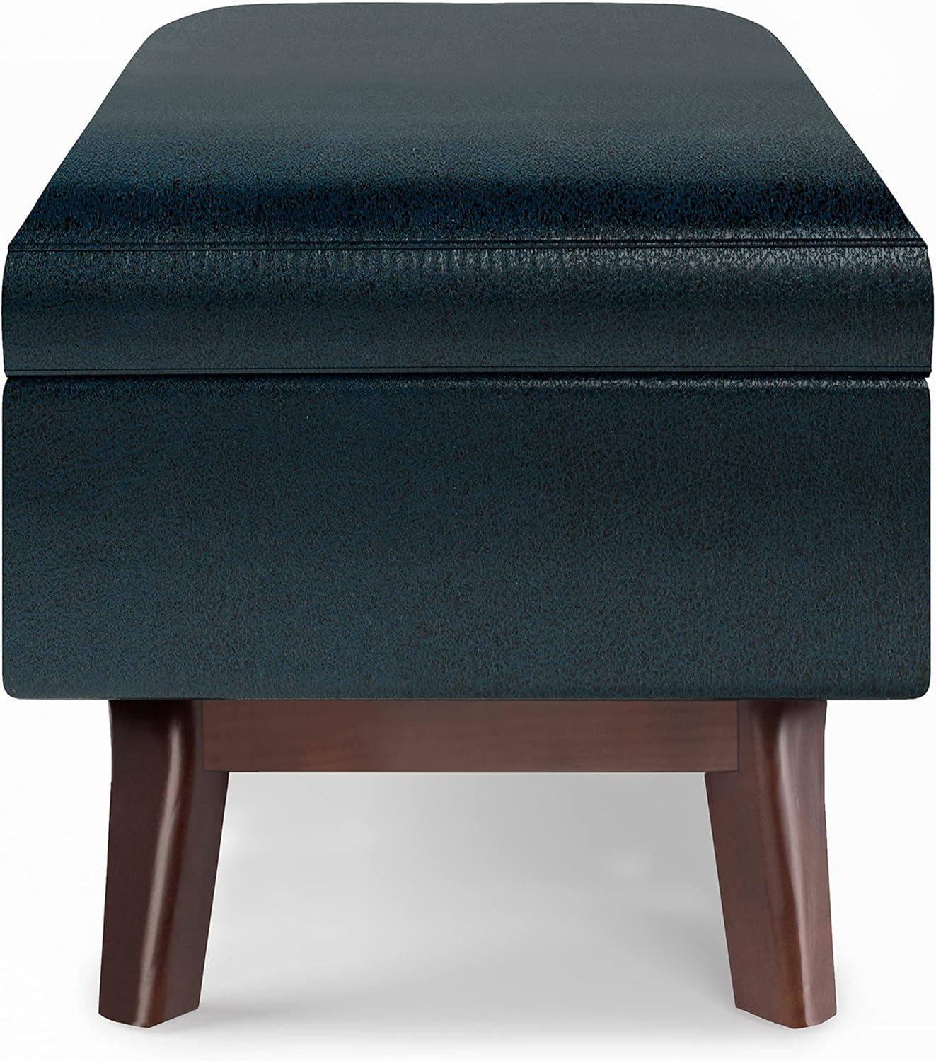 Simpli Home Owen 36" Wd. Small Rectangular Storage Ottoman in Distressed Dark Blue