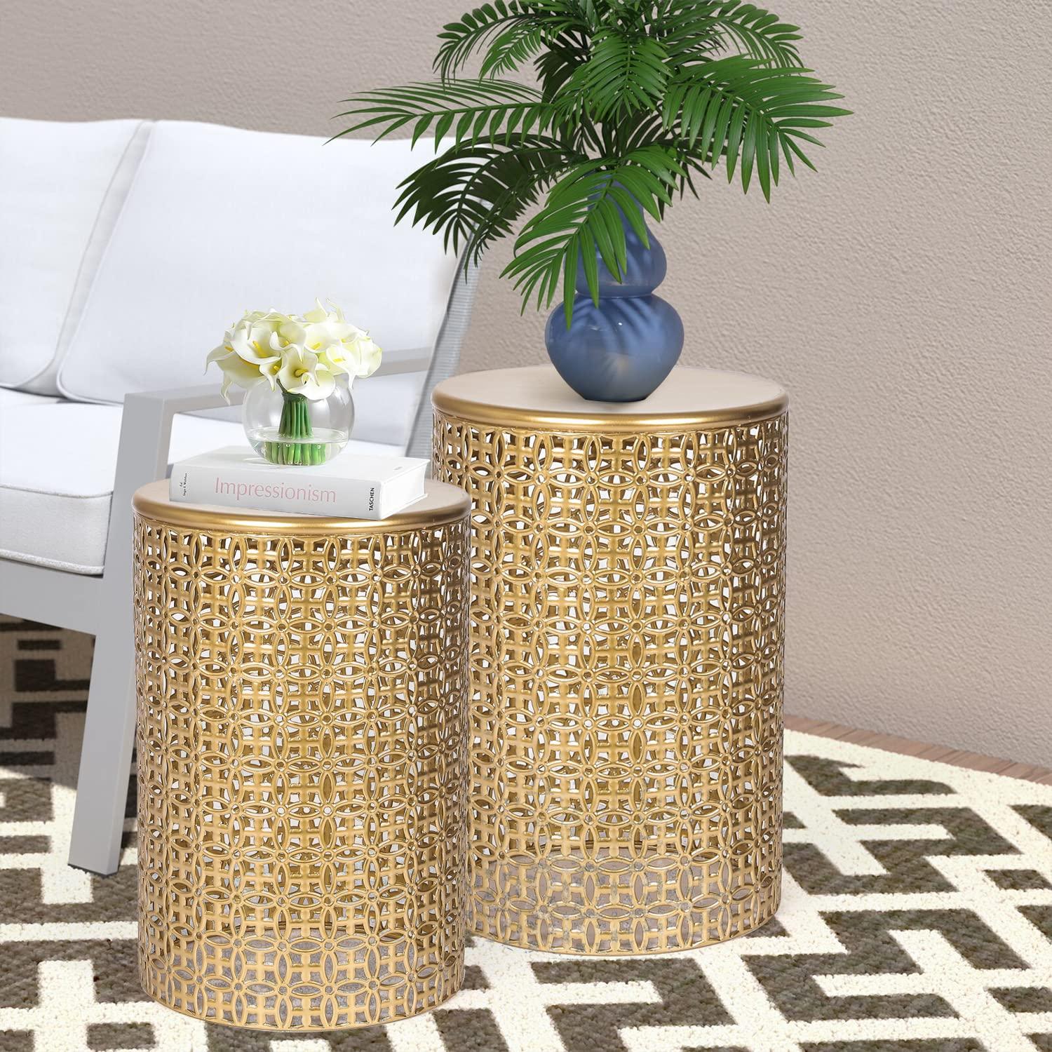 Rosdorf Park Arvil Golden Round Metal End Table(set of 2)