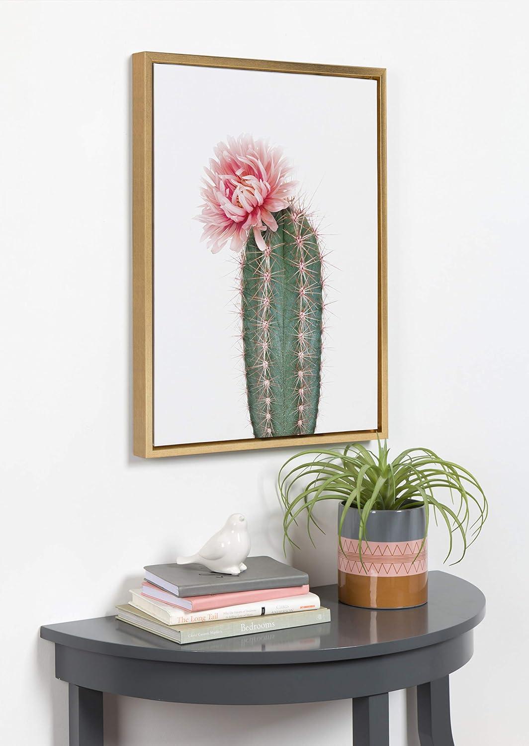 28"x38" Slyvie Pink Cactus Flower Framed Canvas By Amy Peterson - Kate and Laurel