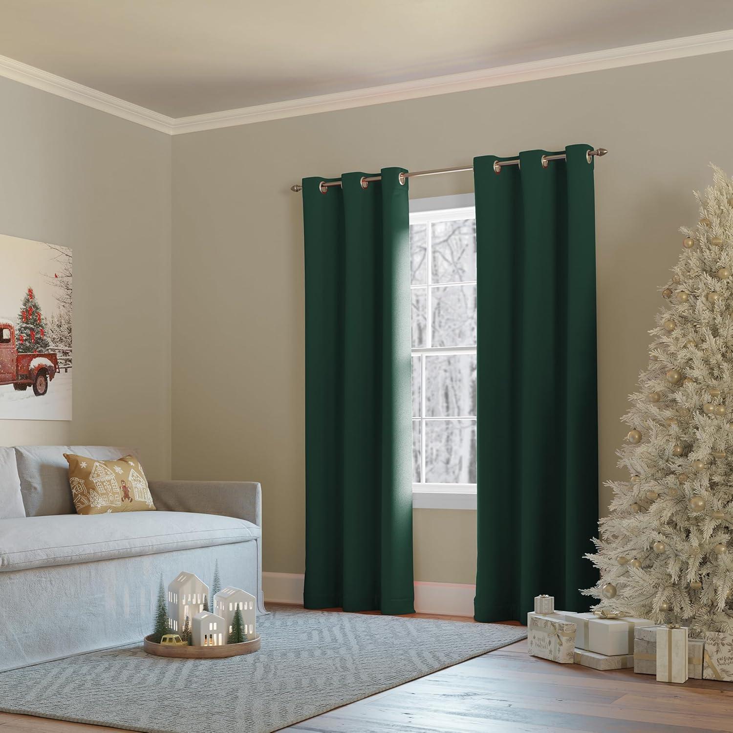 40"x95" Sun Zero Blackout Kenneth Energy Saving Grommet Curtain Panel Evergreen: Modern, Thermal Insulated, Noise Reduction