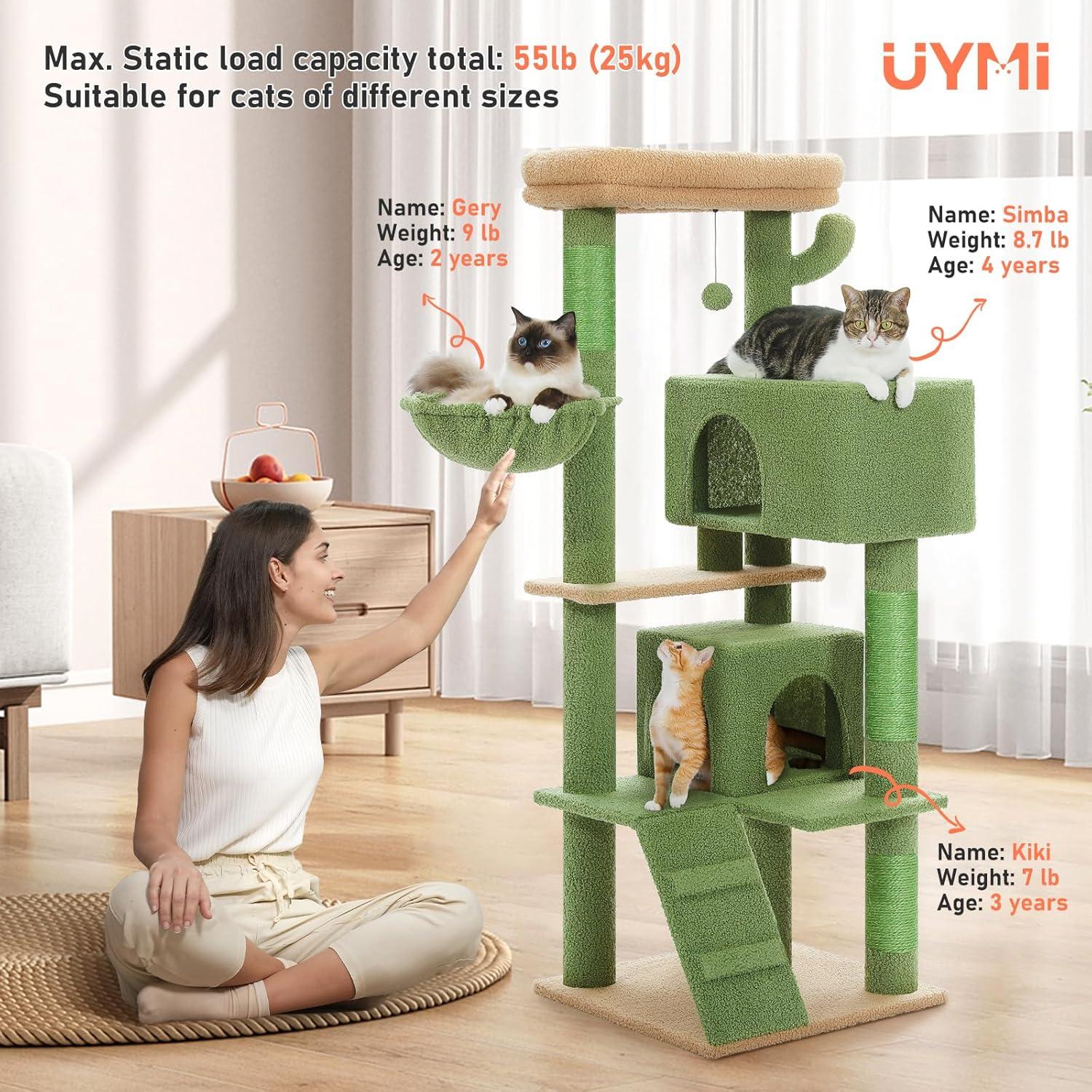 71" Indoor Tall Large Cat Tree Multi-Level Cat House With 2 Big Condo Pad Bed, Cozy Hammock And Scratching Posts