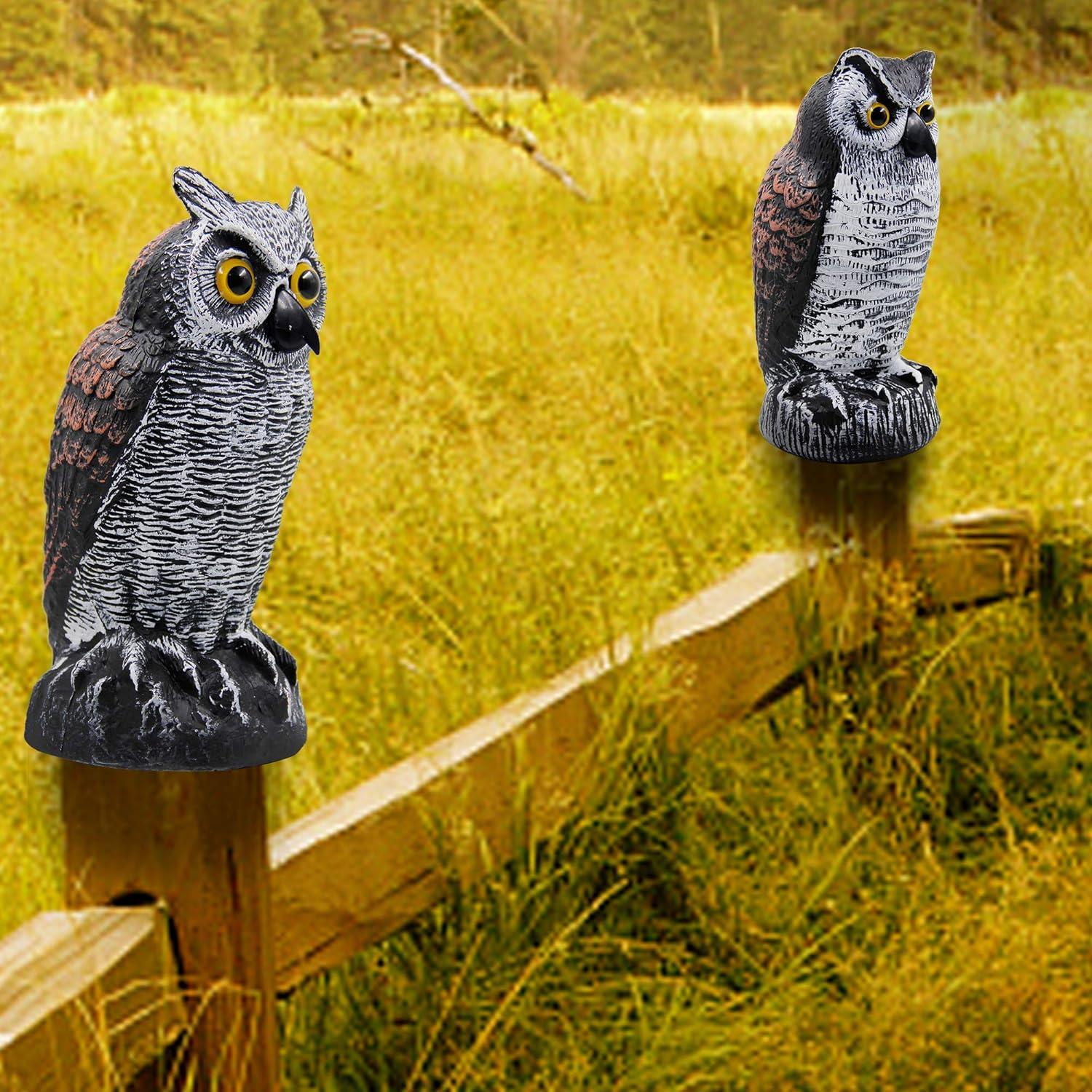 2Pack Fake Owl Decoy to Keep Birds Away Garden Decoration Bird Scare Devices for Garden Outdoor Yard