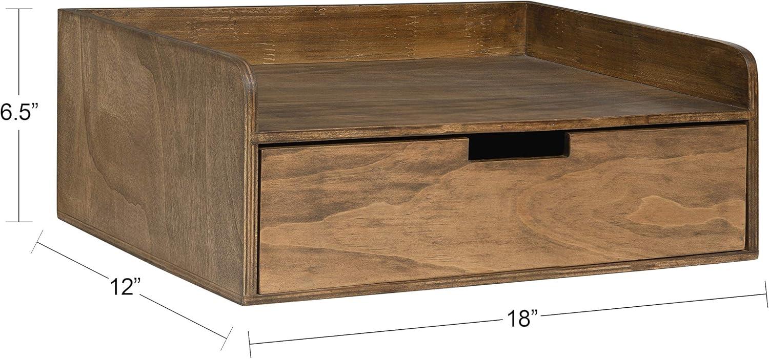 18" x 12" x 6.5" Kitt Floating Shelf Side Table with Drawer - Kate & Laurel All Things Decor: Wall Mounted Storage