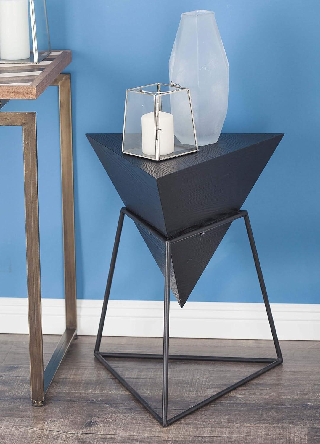 Modern Triangular Accent Table Gray - Olivia & May: Chic Side Table, Metal Frame, Wood Top, Easy to Clean