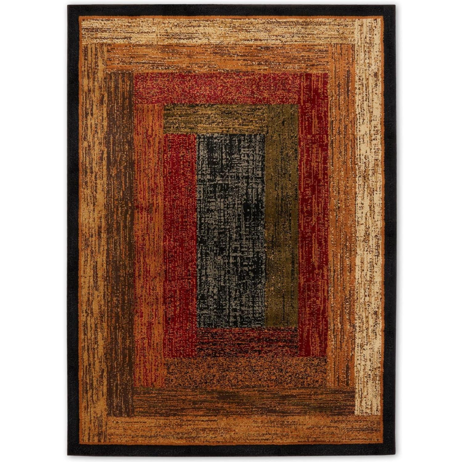 Home Dynamix Royalty Vega Contemporary Geometric Area Rug, Black/Brown, 5'2"x7'2"