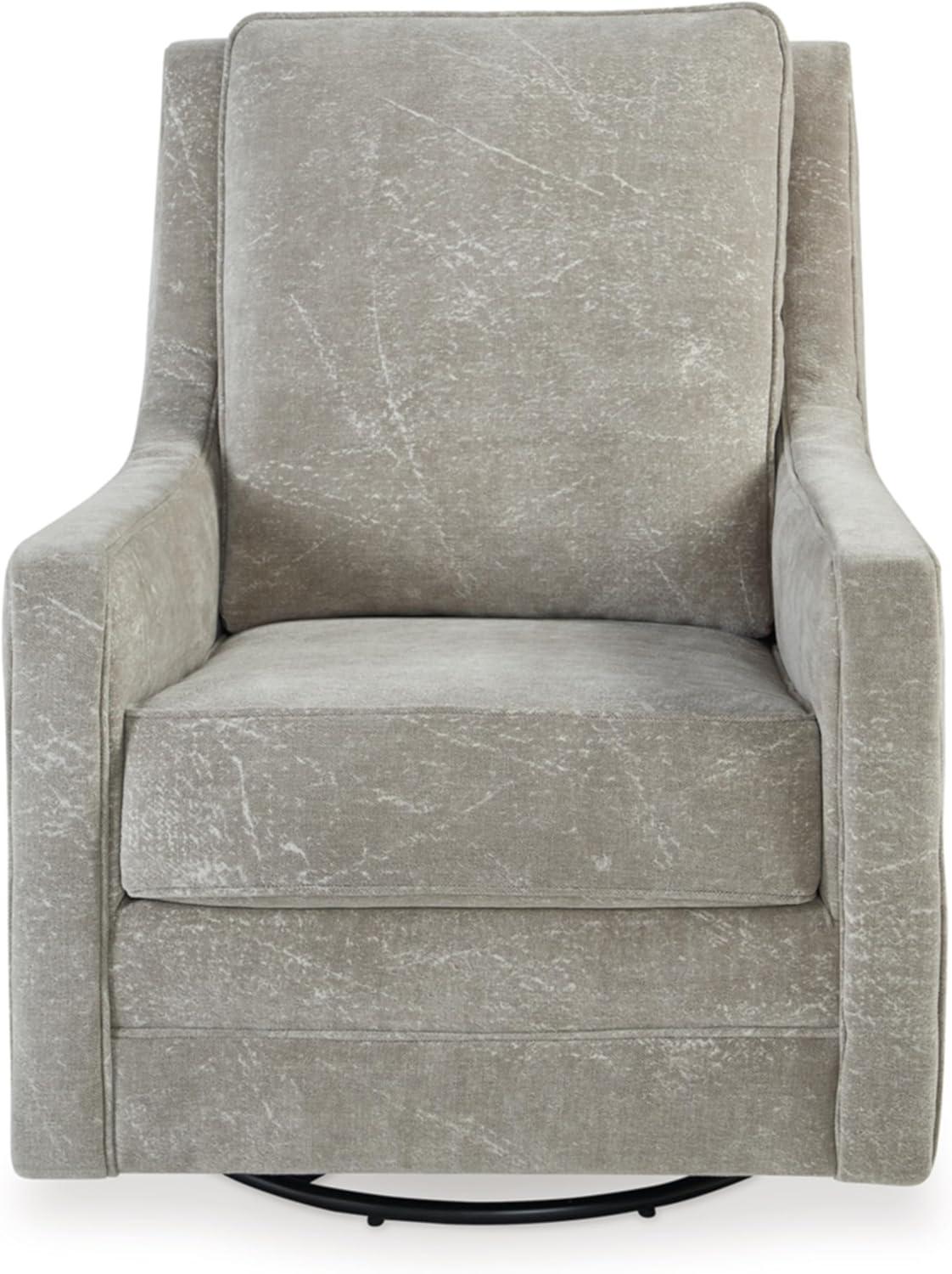 Gray Polyester Swivel Glider Accent Chair